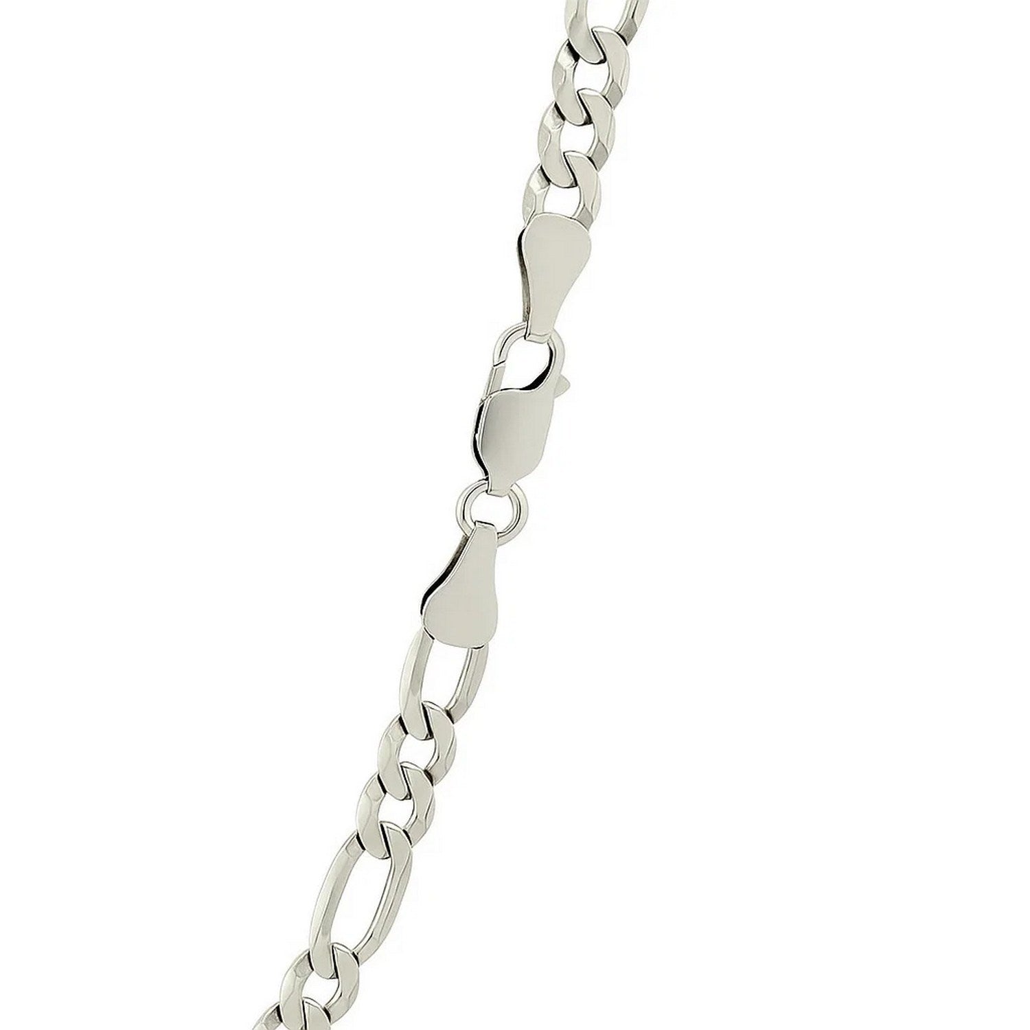 Rhodium Plated Sterling Silver Figaro Style Chain (5.40 mm)
