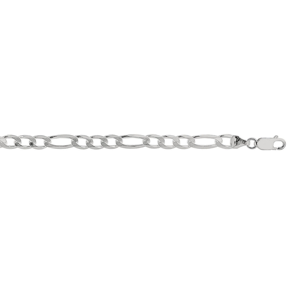 Rhodium Plated Sterling Silver Figaro Style Chain (5.40 mm)