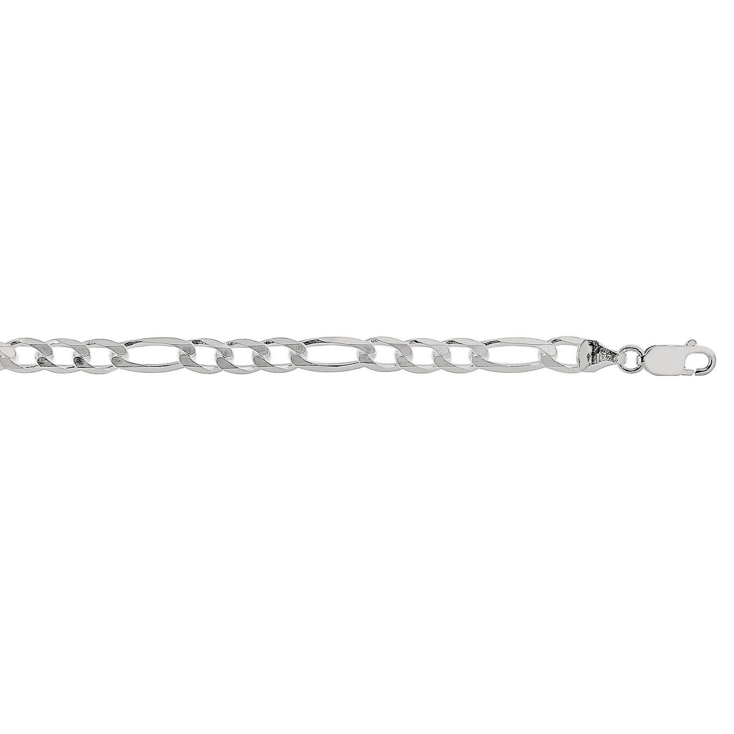 Rhodium Plated Sterling Silver Figaro Style Chain (5.40 mm)