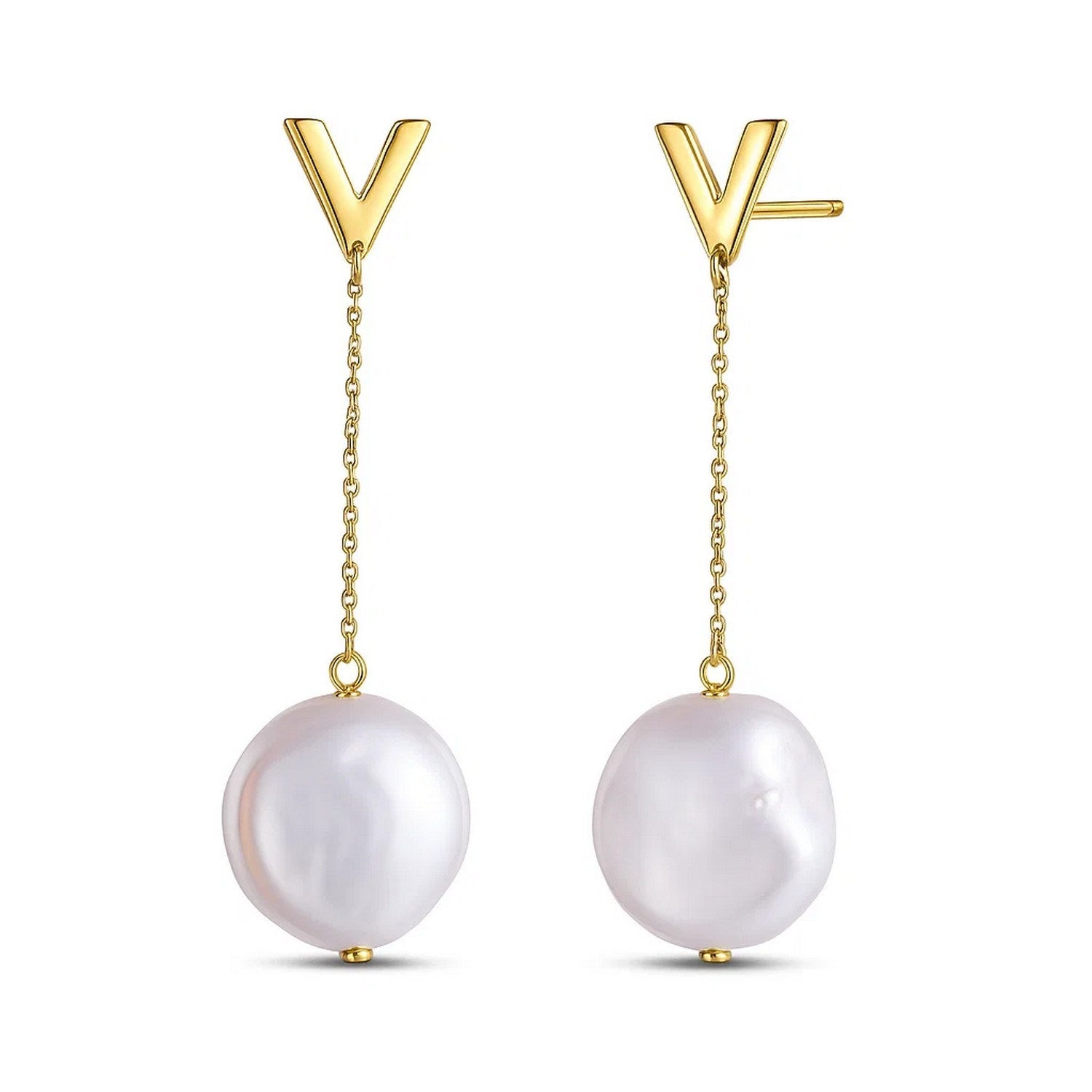 14k Yellow Gold Tesoro Pearl Drop Earrings