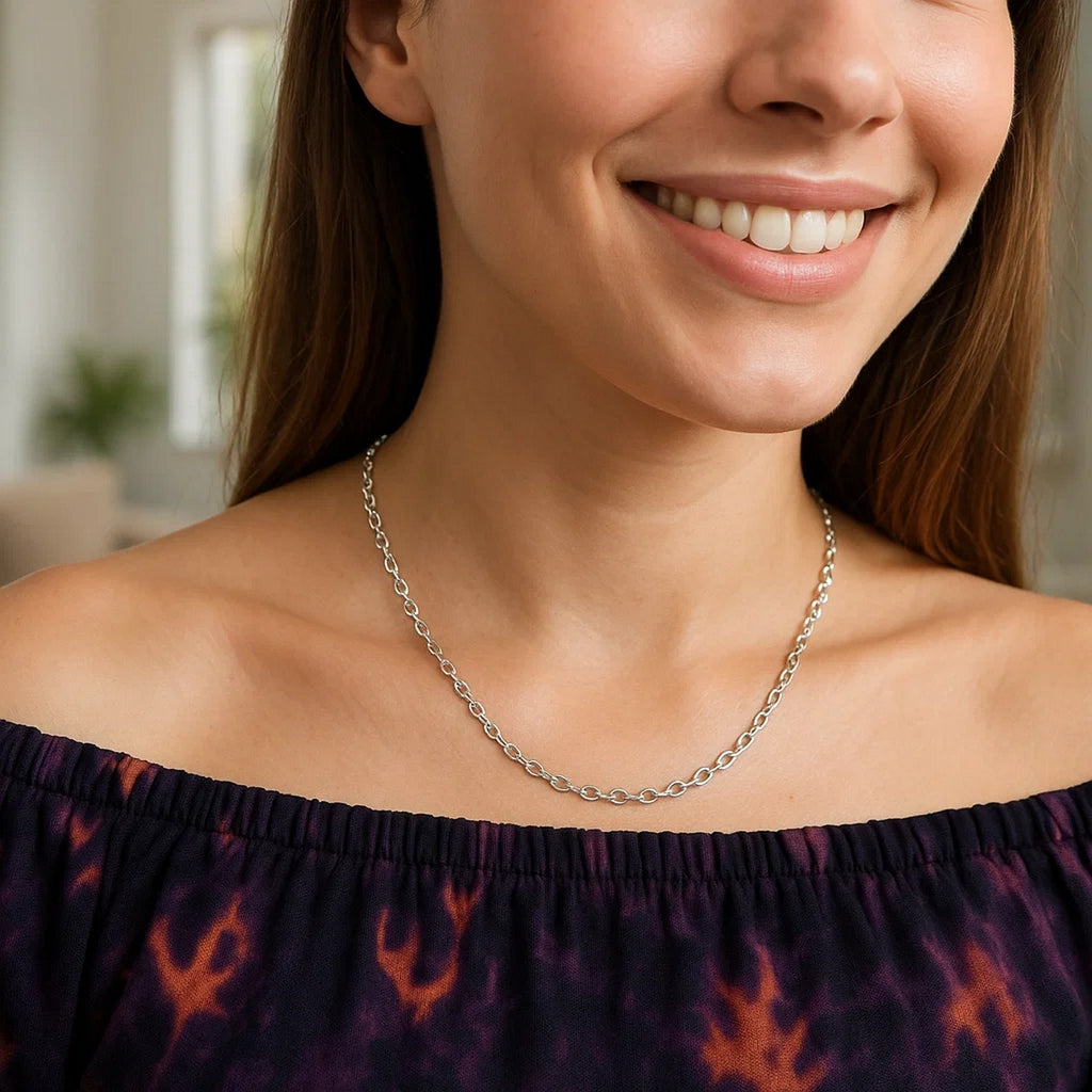 Sterling Silver Rhodium Plated Round Cable Chain (2.10 mm)