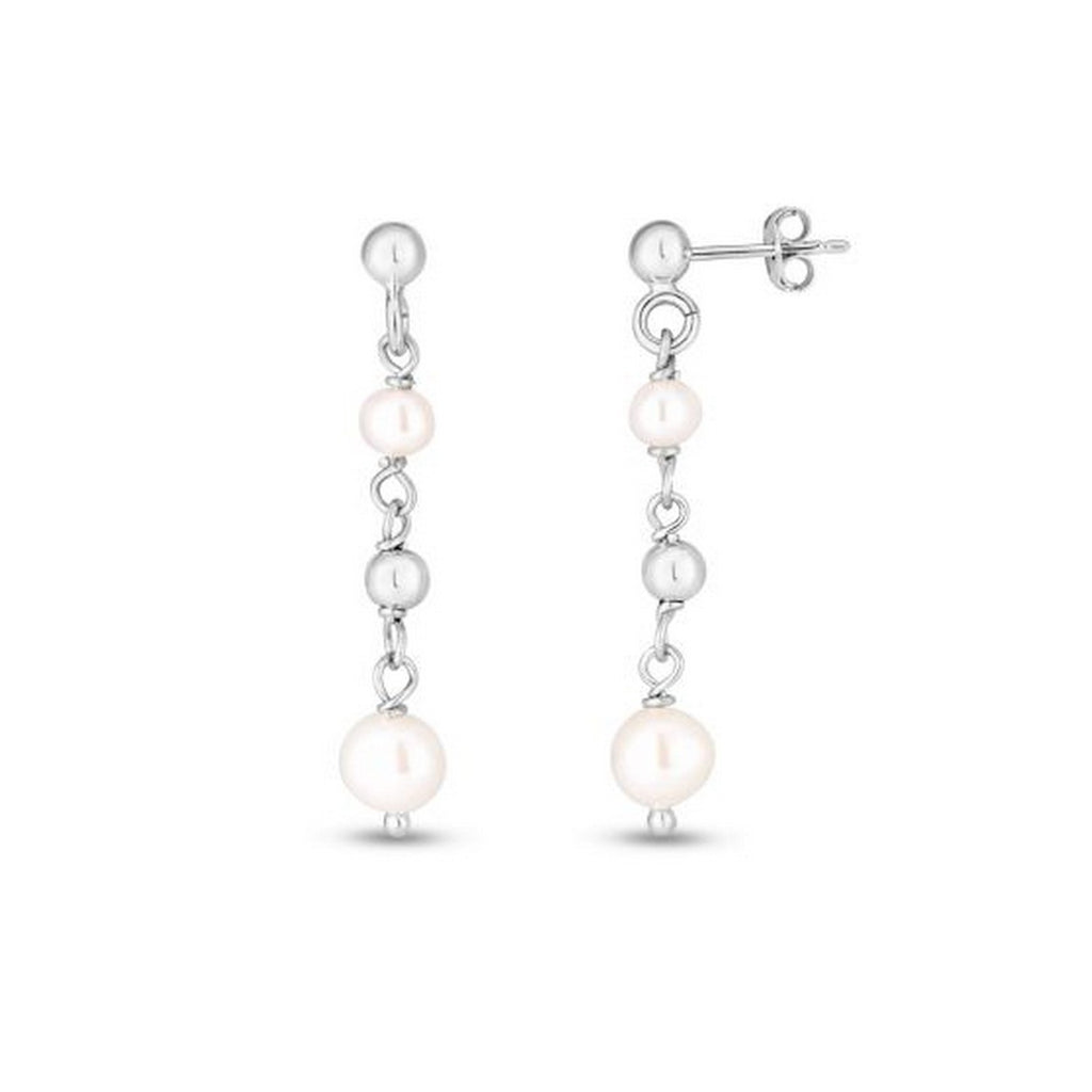 Sterling Silver Freshwater Pearl Bead Drop Earrings