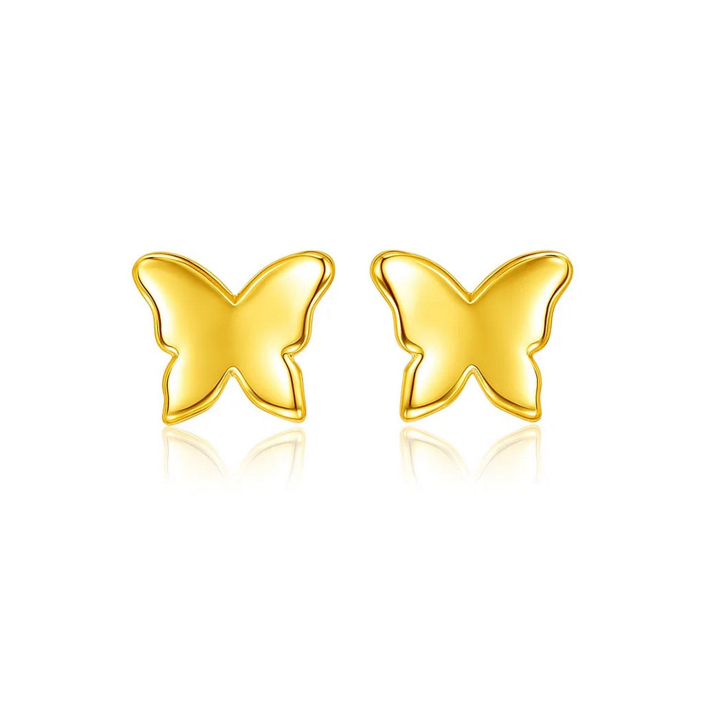 14k Yellow Gold Polished Butterfly Earrings