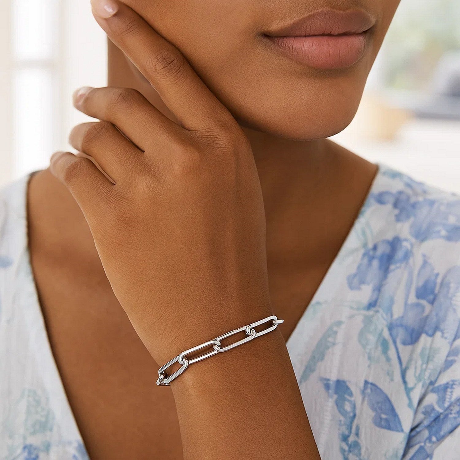 Sterling Silver Wide Paperclip Chain Bracelet (5.90 mm)