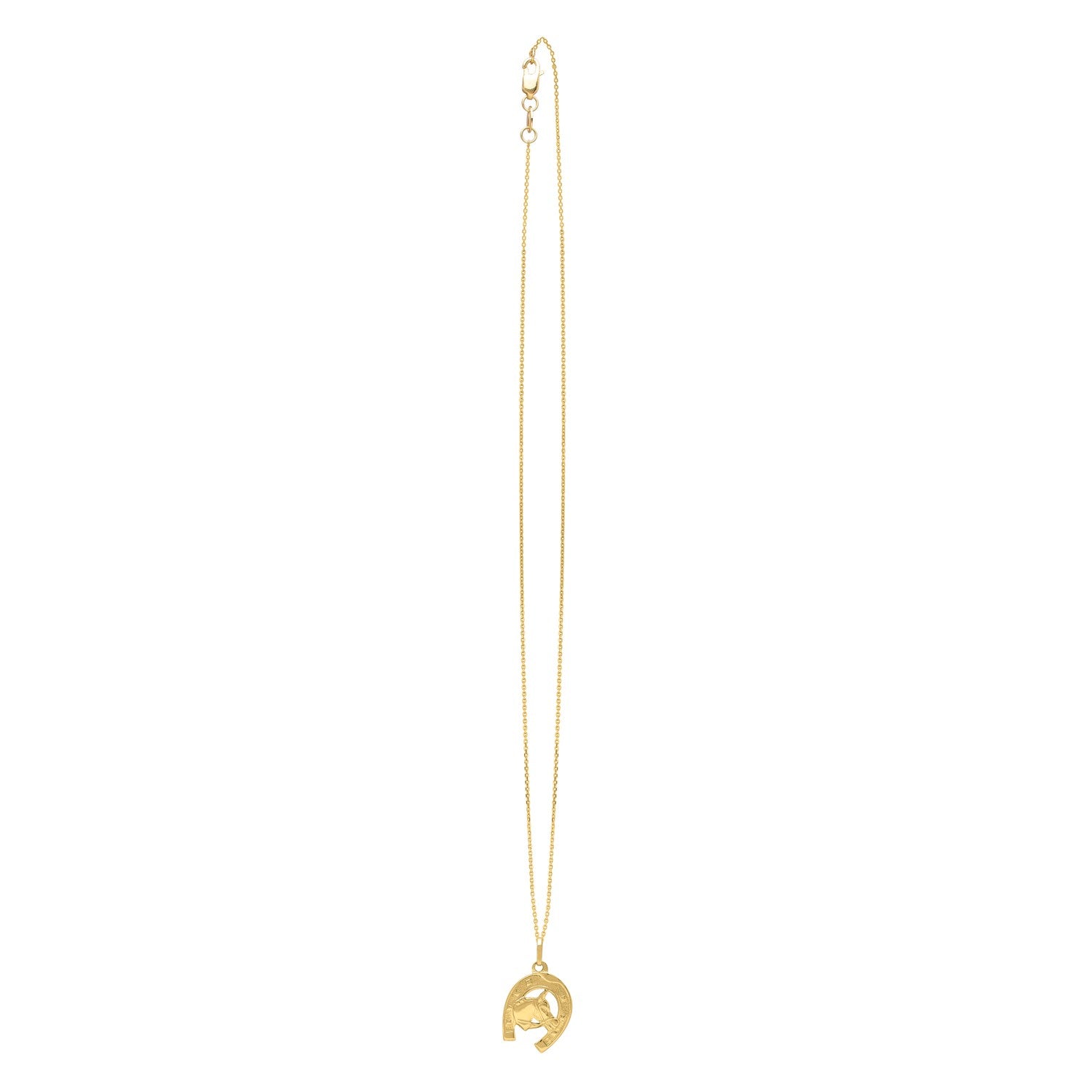 Horse and Horseshoe Necklace in 14K Yellow Gold