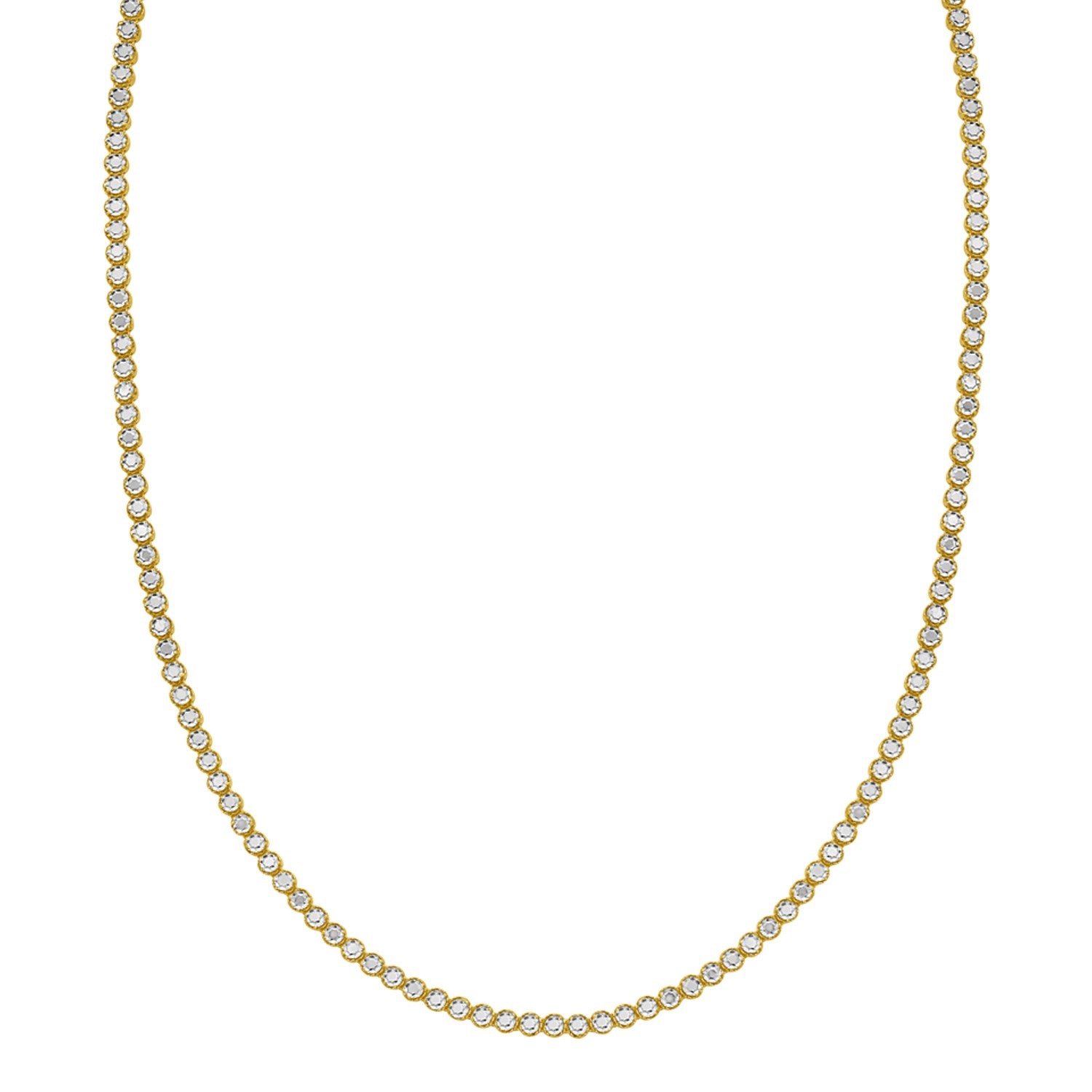 14K Two Tone Gold Diamon Oro Tennis Necklace (2.40 mm)