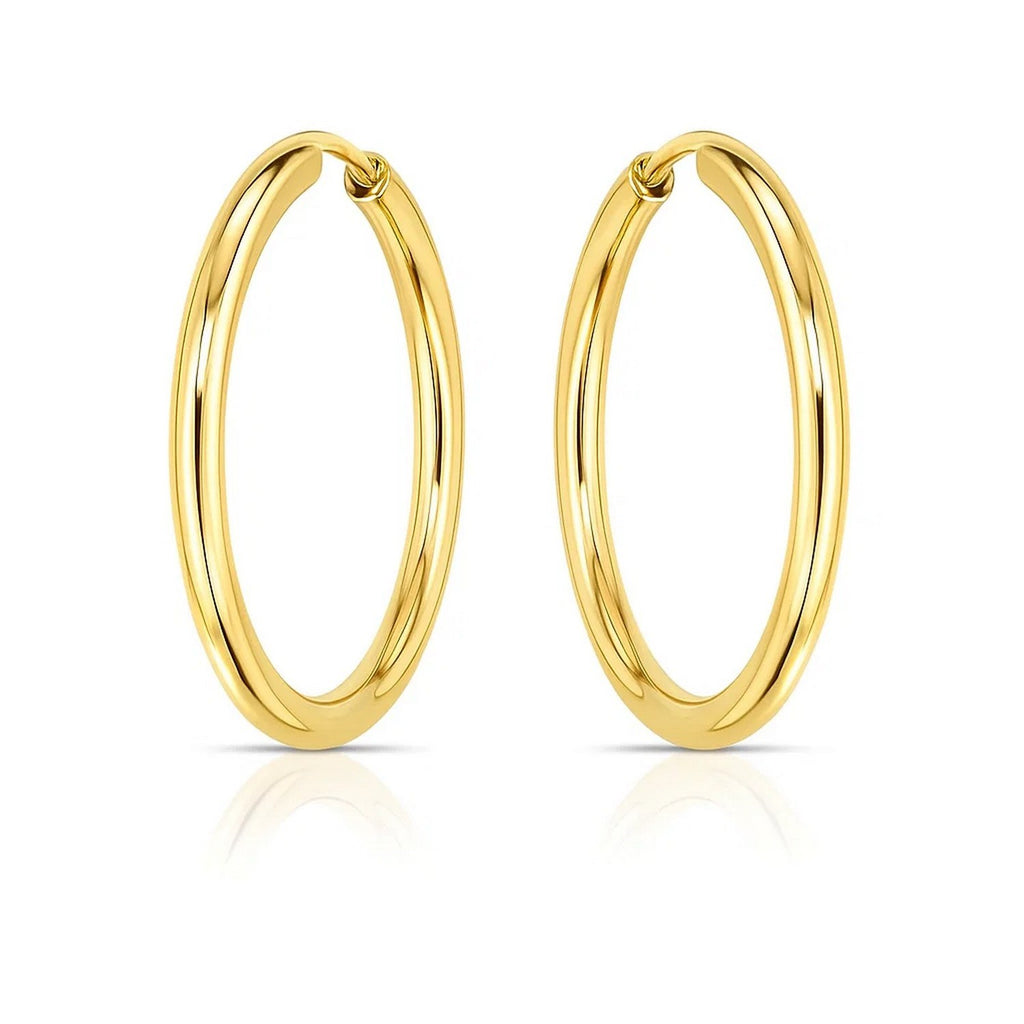 14k Yellow Gold Endless Round Hoop Earrings(2x21mm)