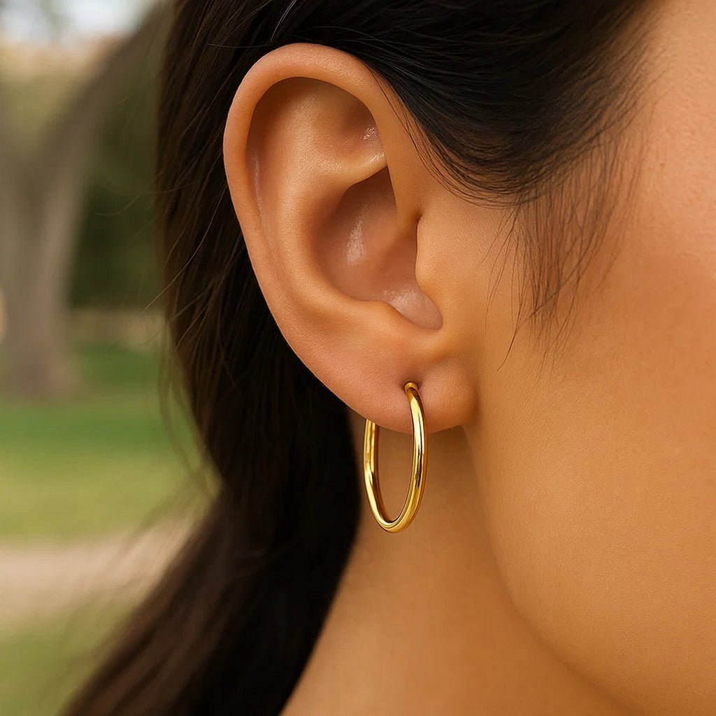 14k Yellow Gold Endless Round Hoop Earrings(2x21mm)