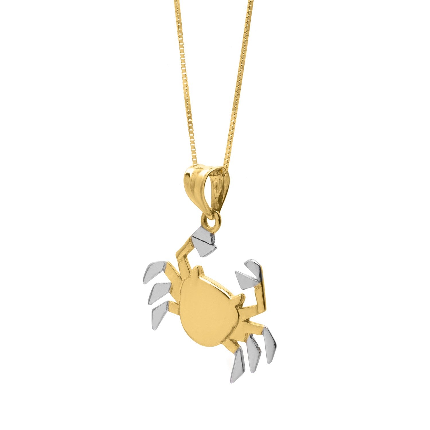 Crab Necklace in 10K Two Tone Yellow Gold