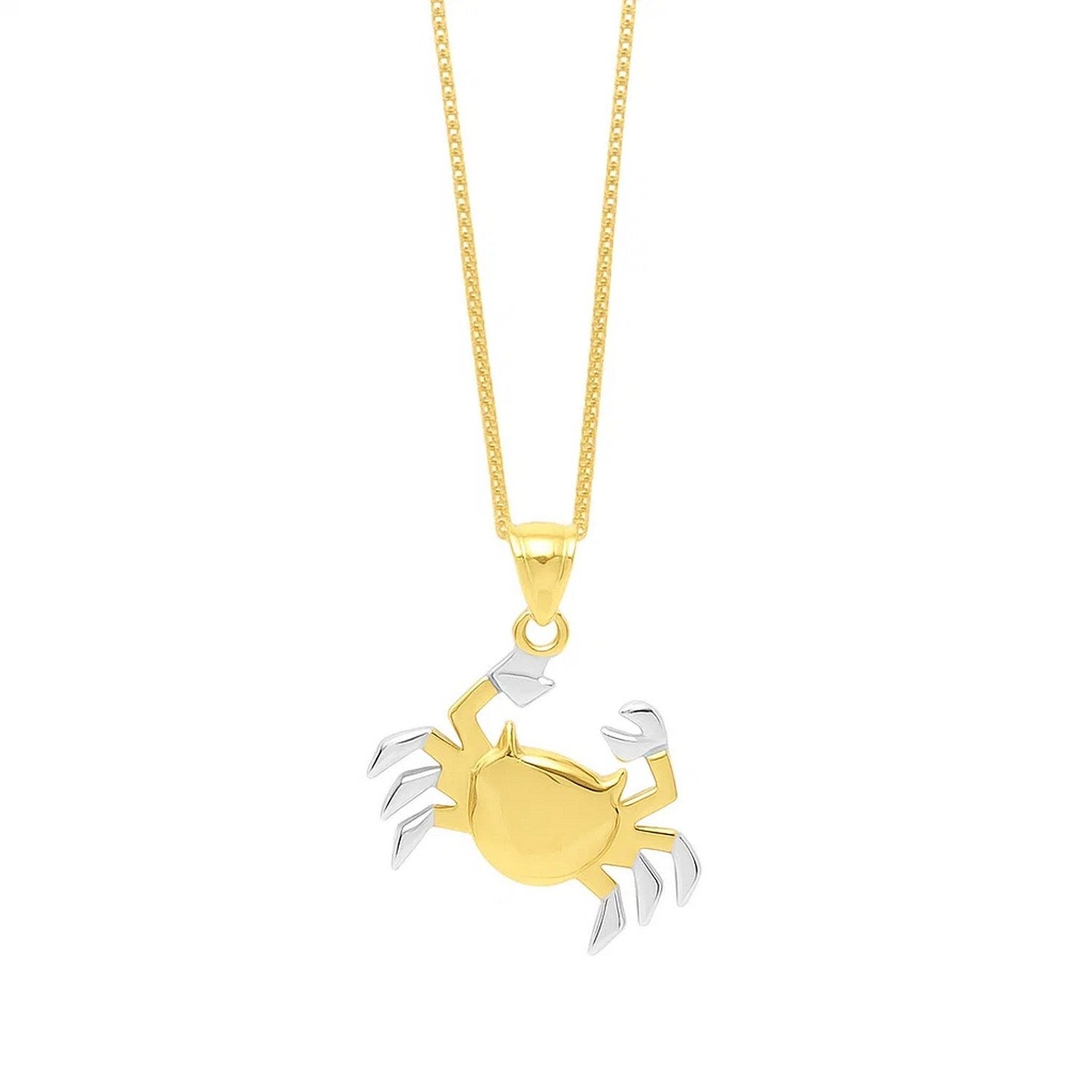 Crab Necklace in 10K Two Tone Yellow Gold