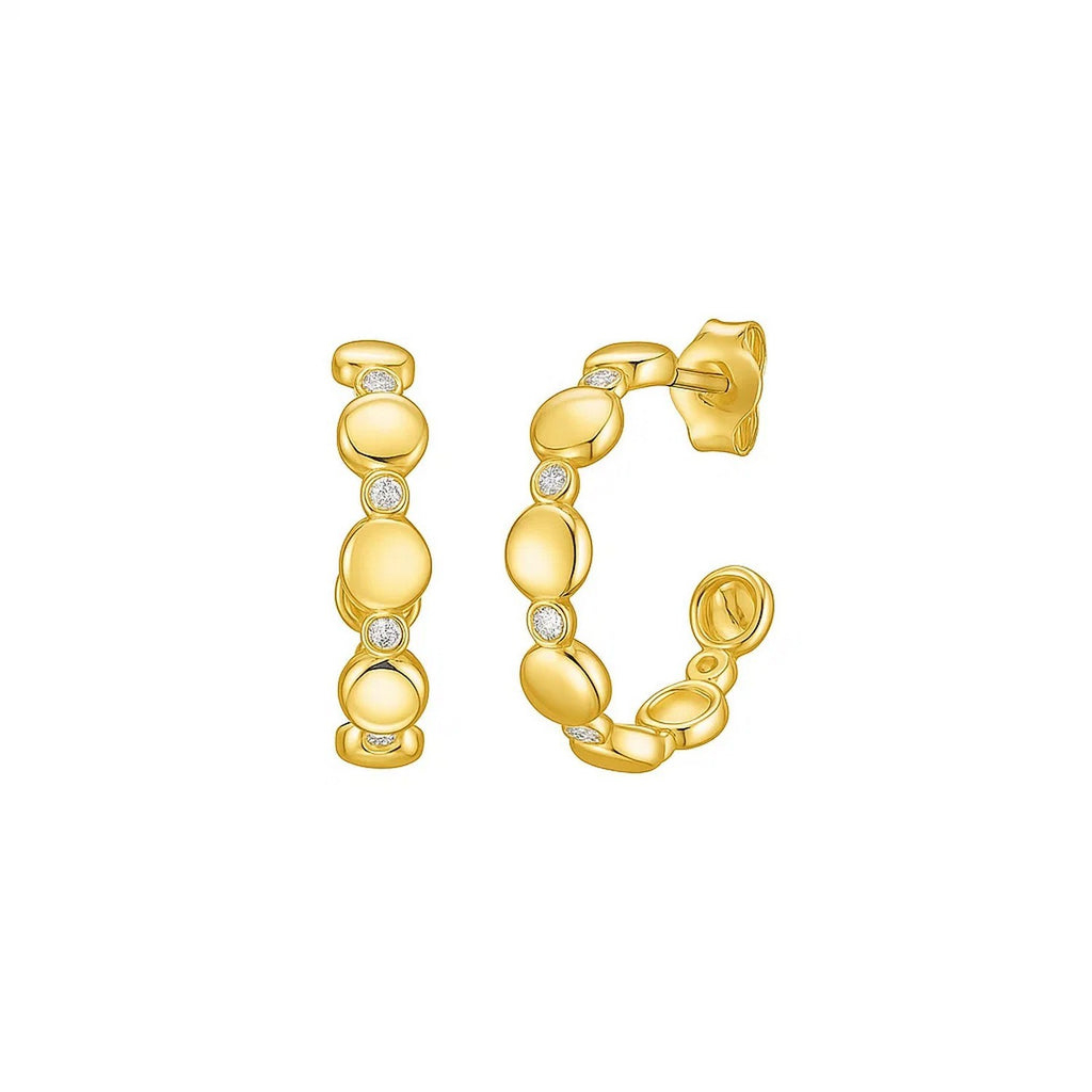 Yellow Gold Diamond Bauble Hoop Earrings (0.08cttw)