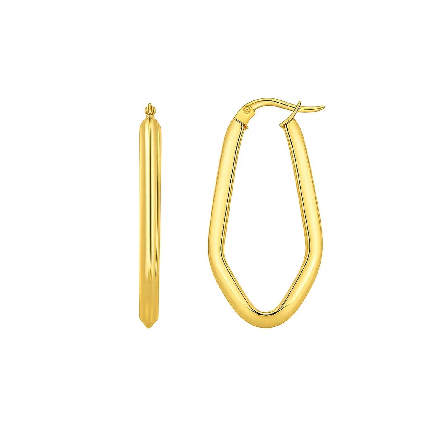 Geometric Oval Hoop Earrings in 10K Yellow Gold