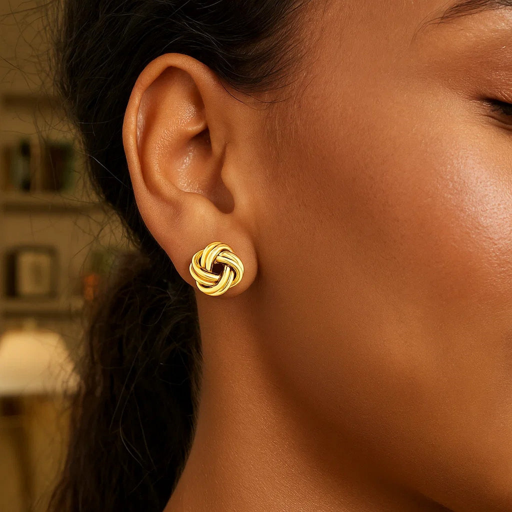 Love Knot Post Earrings in 14k Yellow Gold