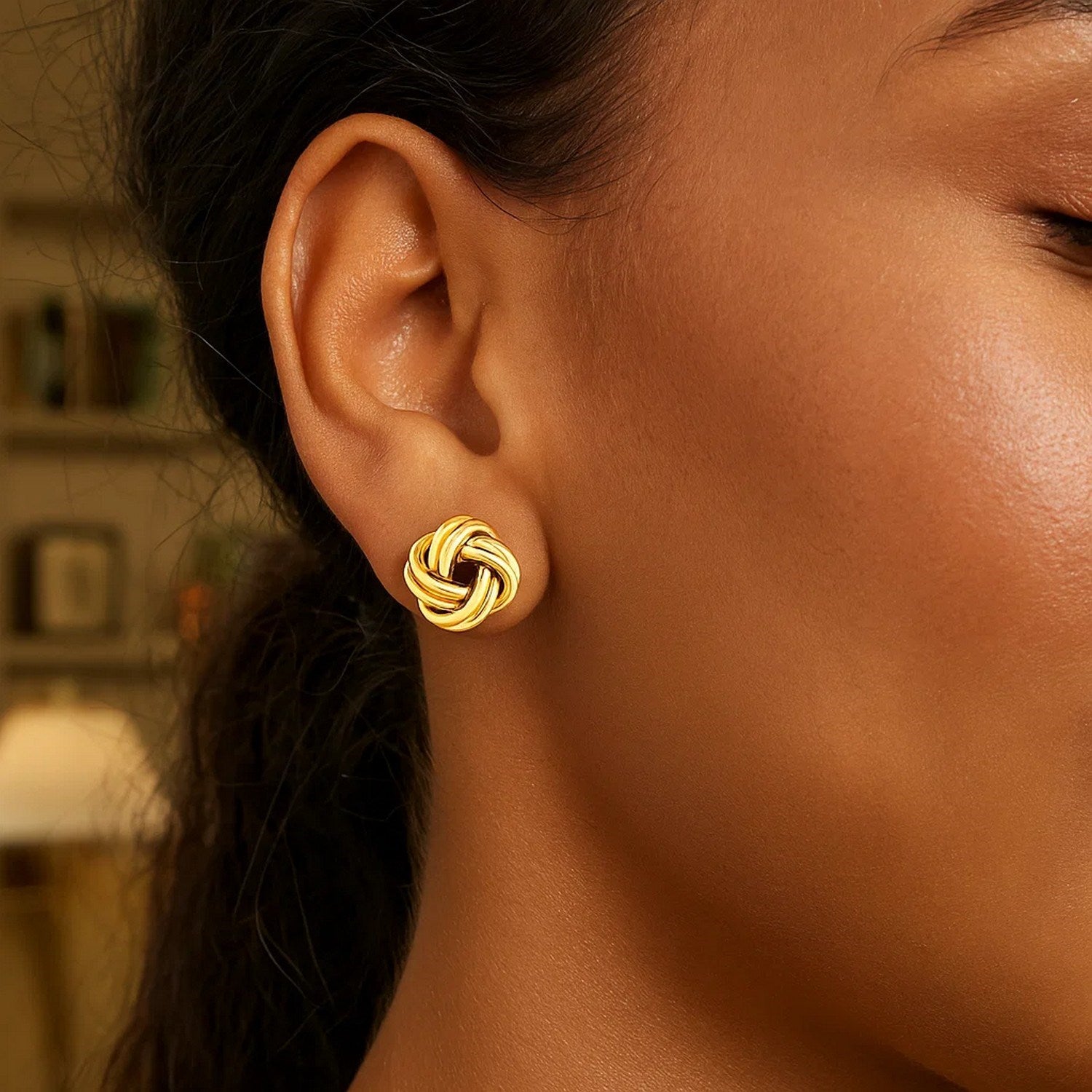 Love Knot Post Earrings in 14k Yellow Gold