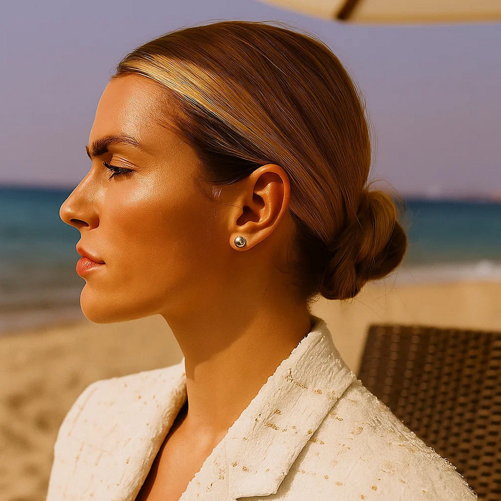 14k White Gold Classic Stud Earrings (8mm)