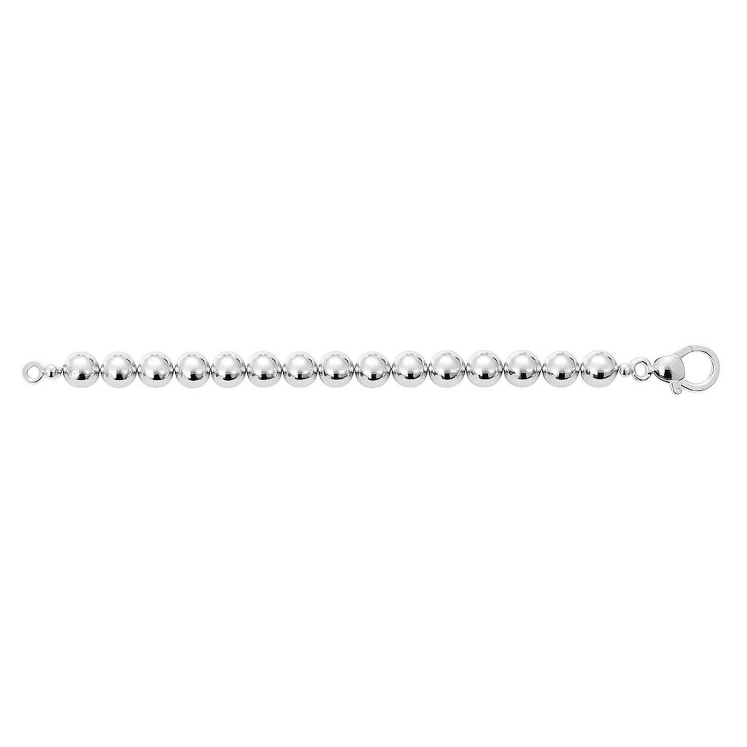 Rhodium Plated Sterling Silver Bold Bead Bracelet (10.00 mm)