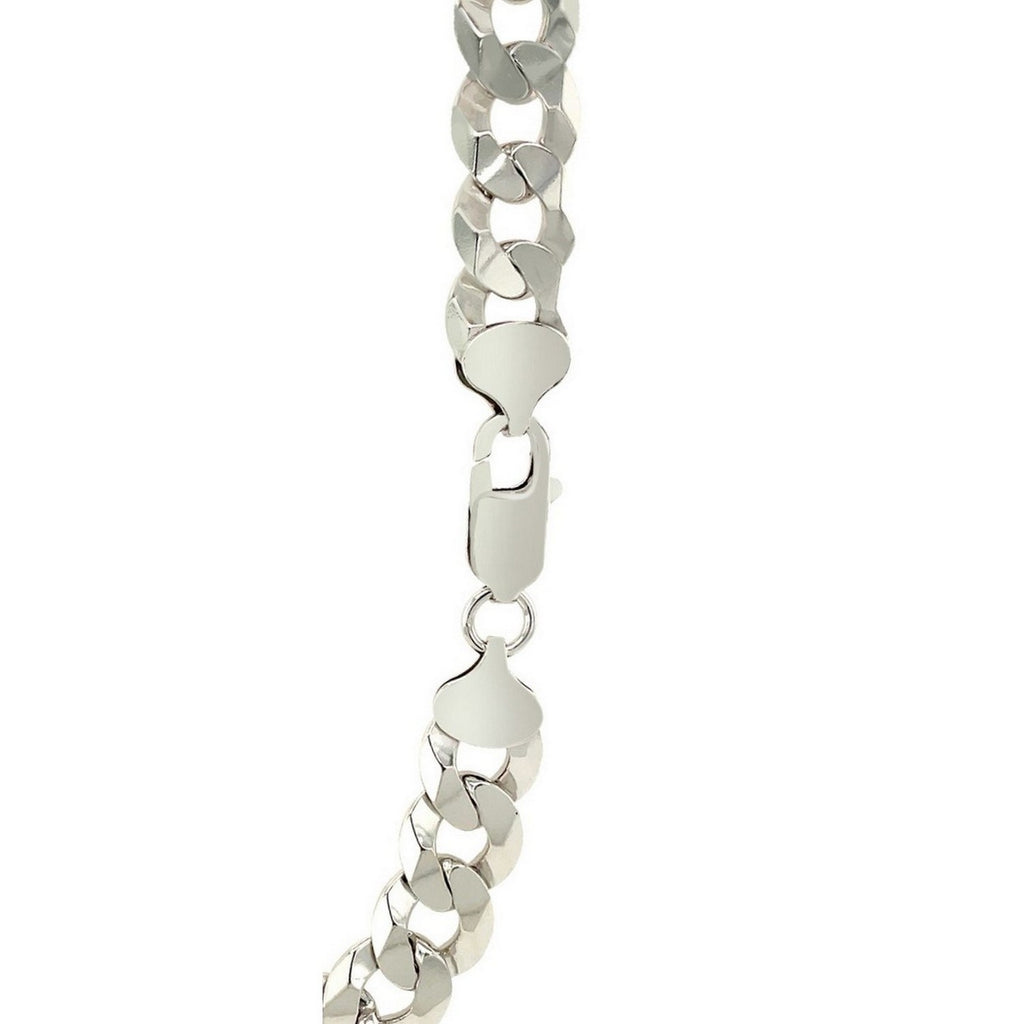 Rhodium Plated Sterling Silver Curb Style Chain (10.20 mm)