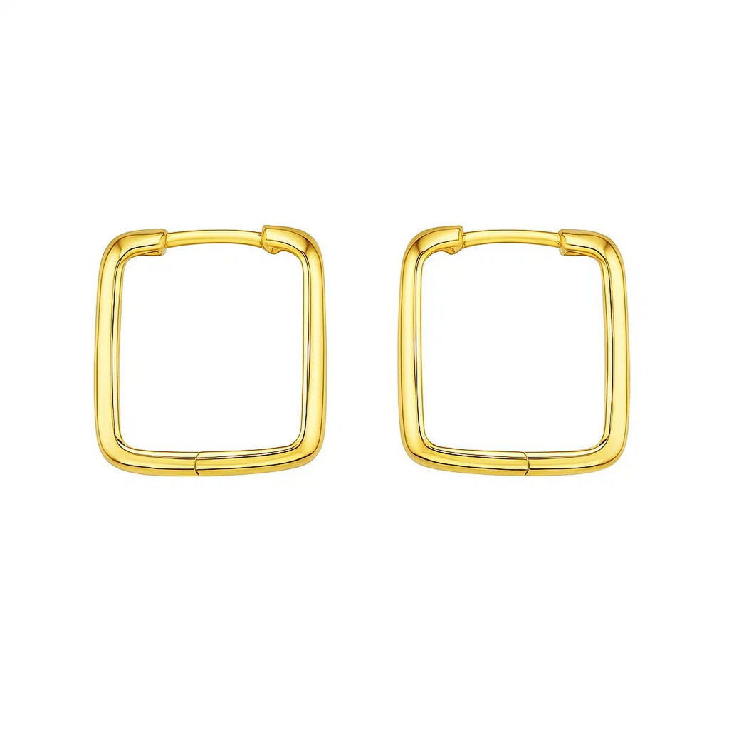 14 Yellow Gold Square Hoop Earrings