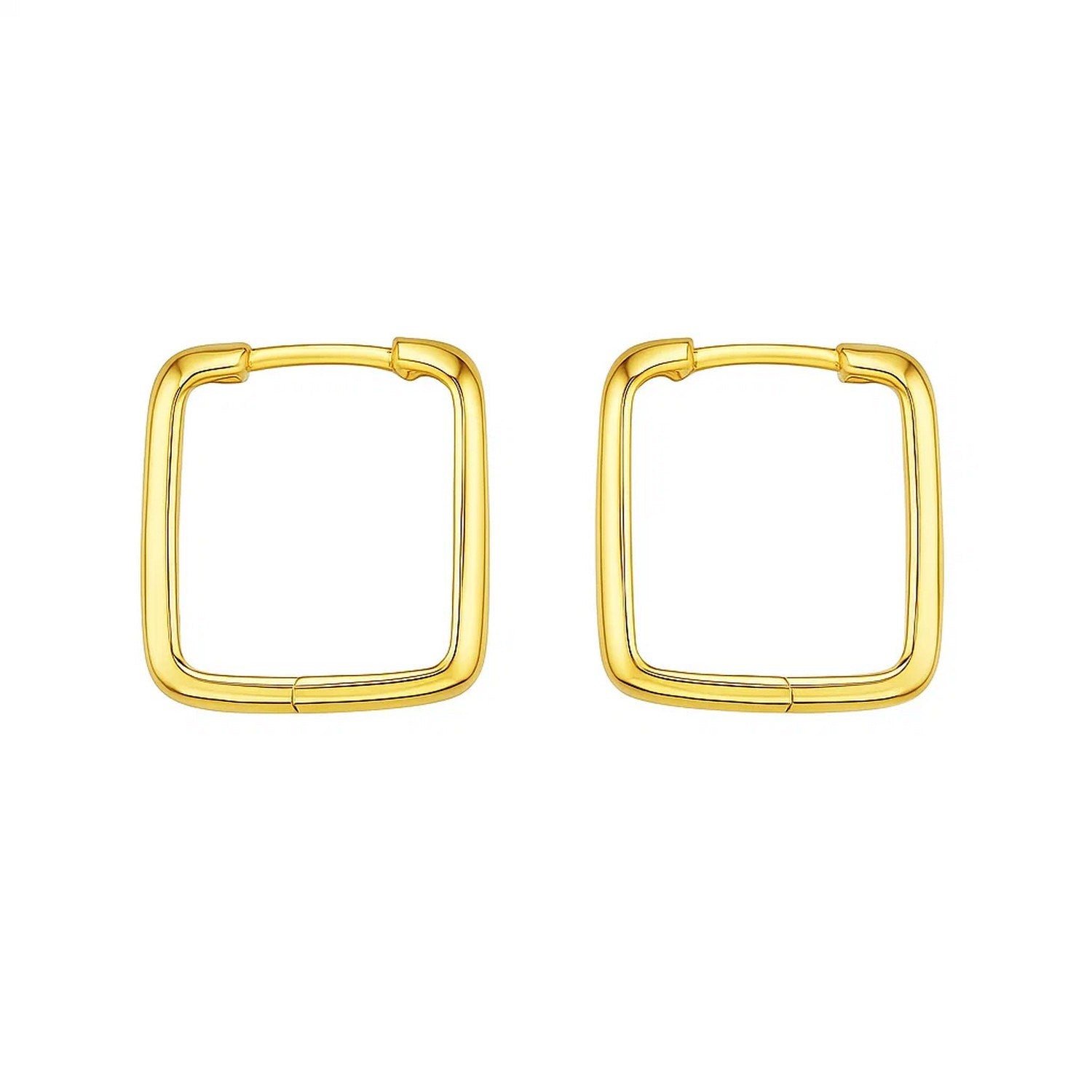 14 Yellow Gold Square Hoop Earrings