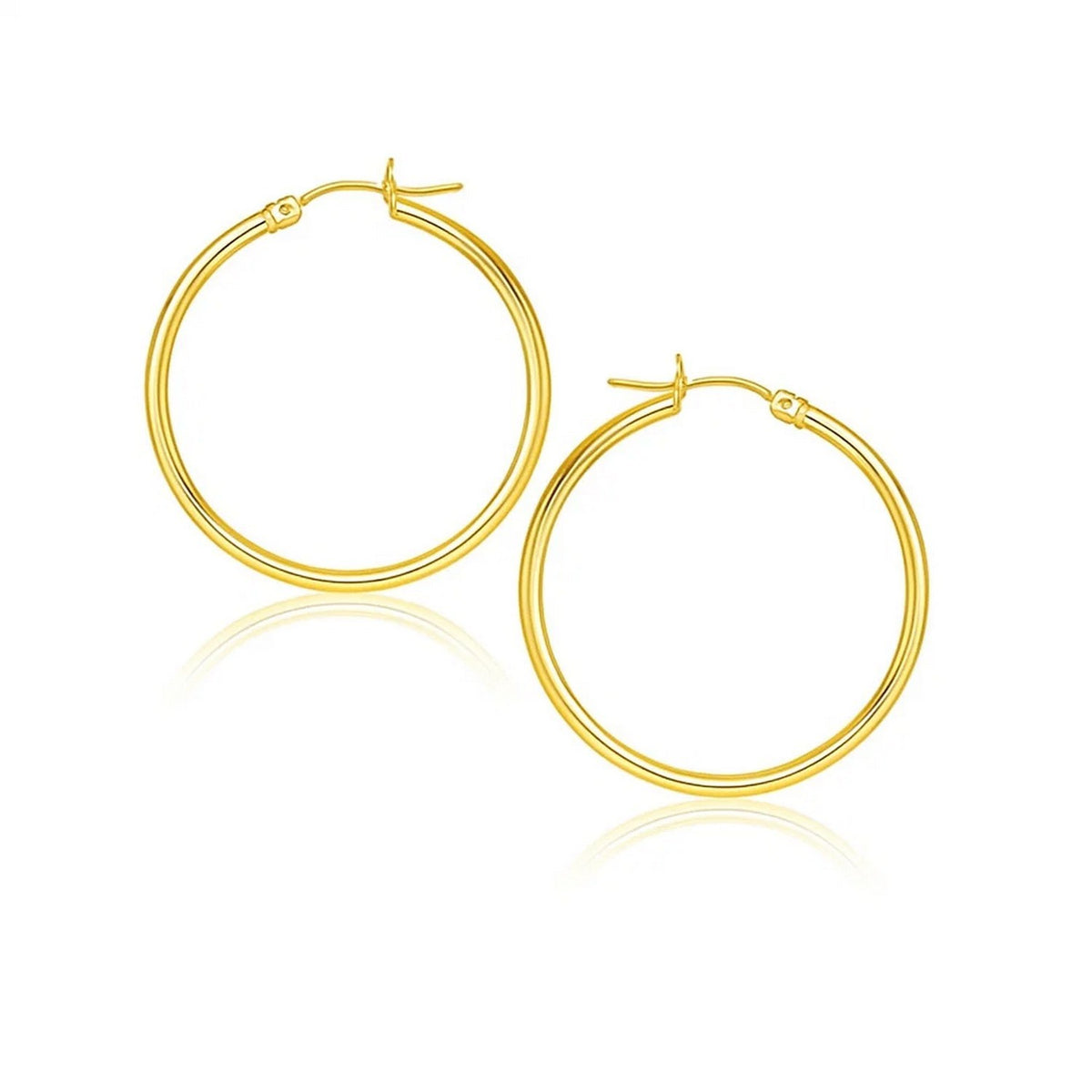 10k Yellow Gold Polished Hoop Earrings (2x25mm)