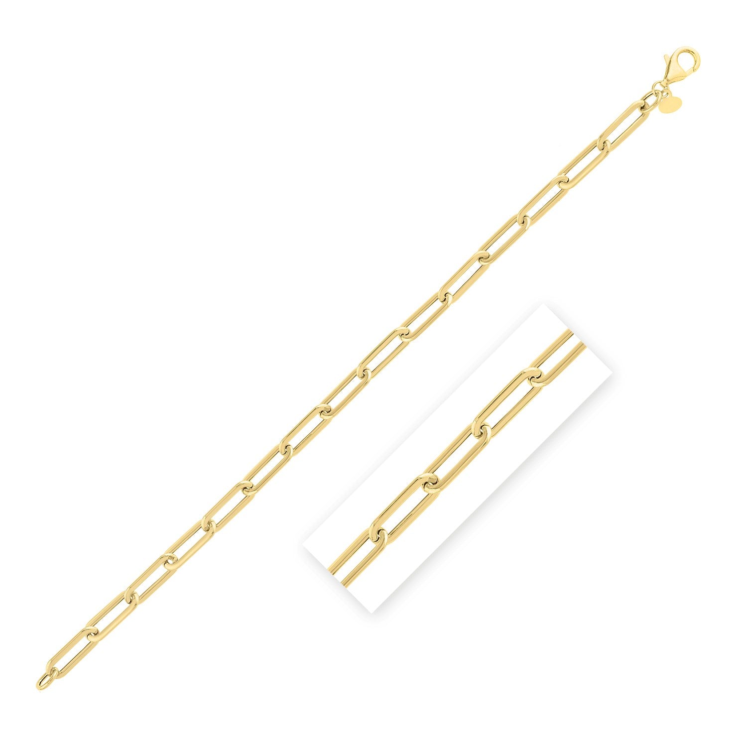 Long Domed Paperclip Bracelet in 14K Yellow Gold (4.80 mm)