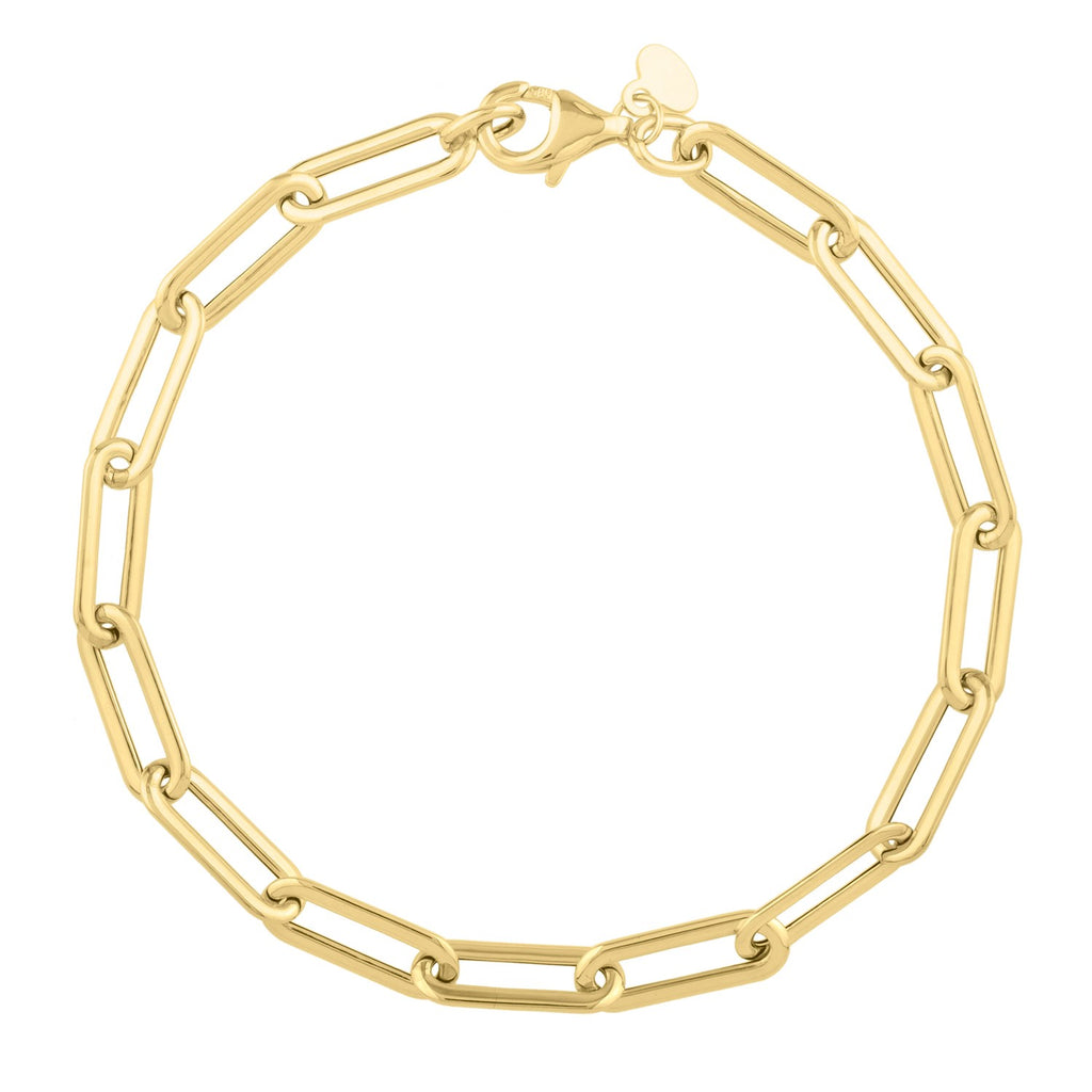 Long Domed Paperclip Bracelet in 14K Yellow Gold (4.80 mm)