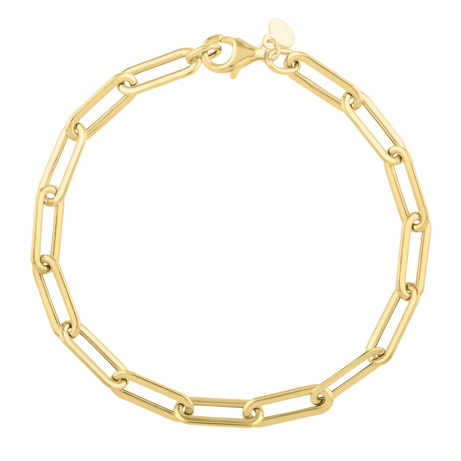 Long Domed Paperclip Bracelet in 14K Yellow Gold (4.80 mm)