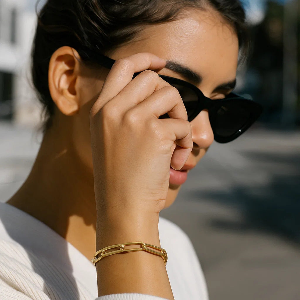 Long Domed Paperclip Bracelet in 14K Yellow Gold (4.80 mm)