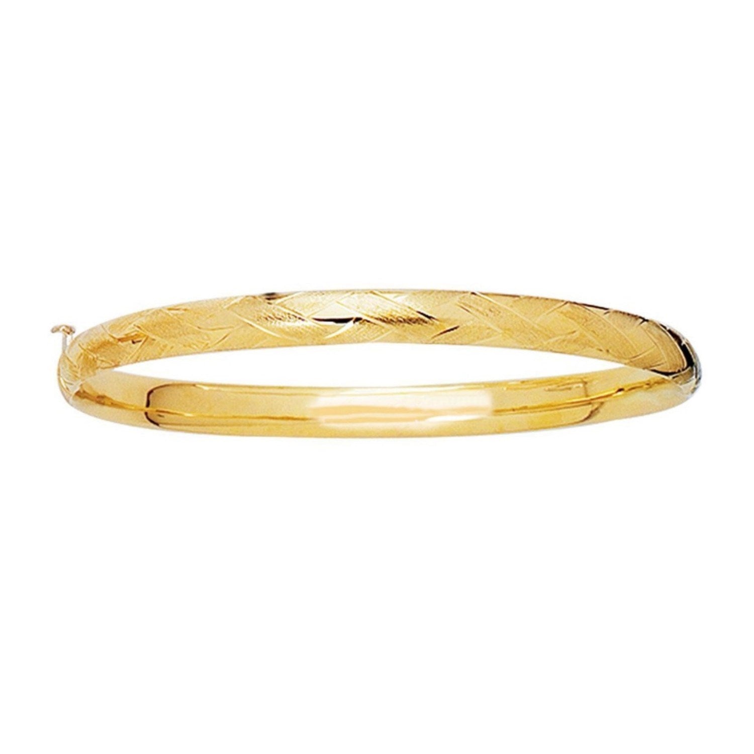 14k Yellow Gold Childrens Bangle with Diamond Cuts (5.50 mm)