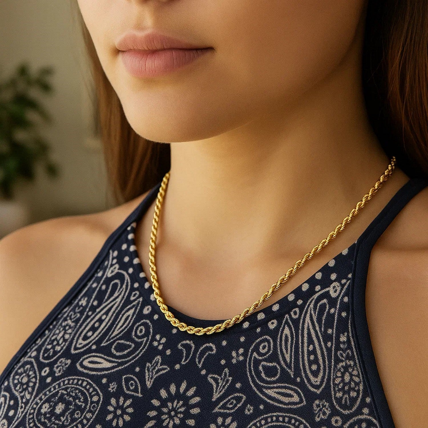 10K Yellow Gold Hollow Diamond Cut Rope Chain (4.0 mm)