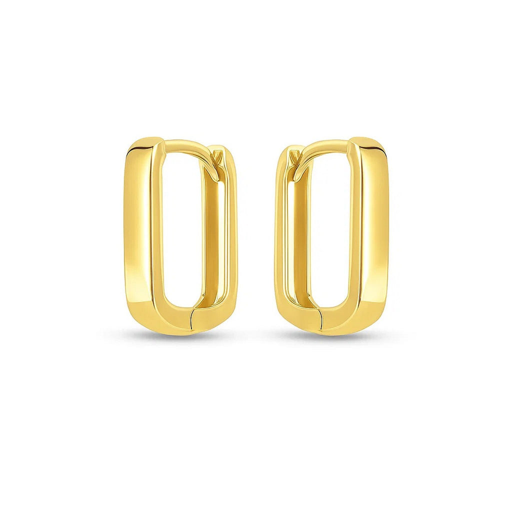 14k Yellow Gold Small Square Huggie Hoops