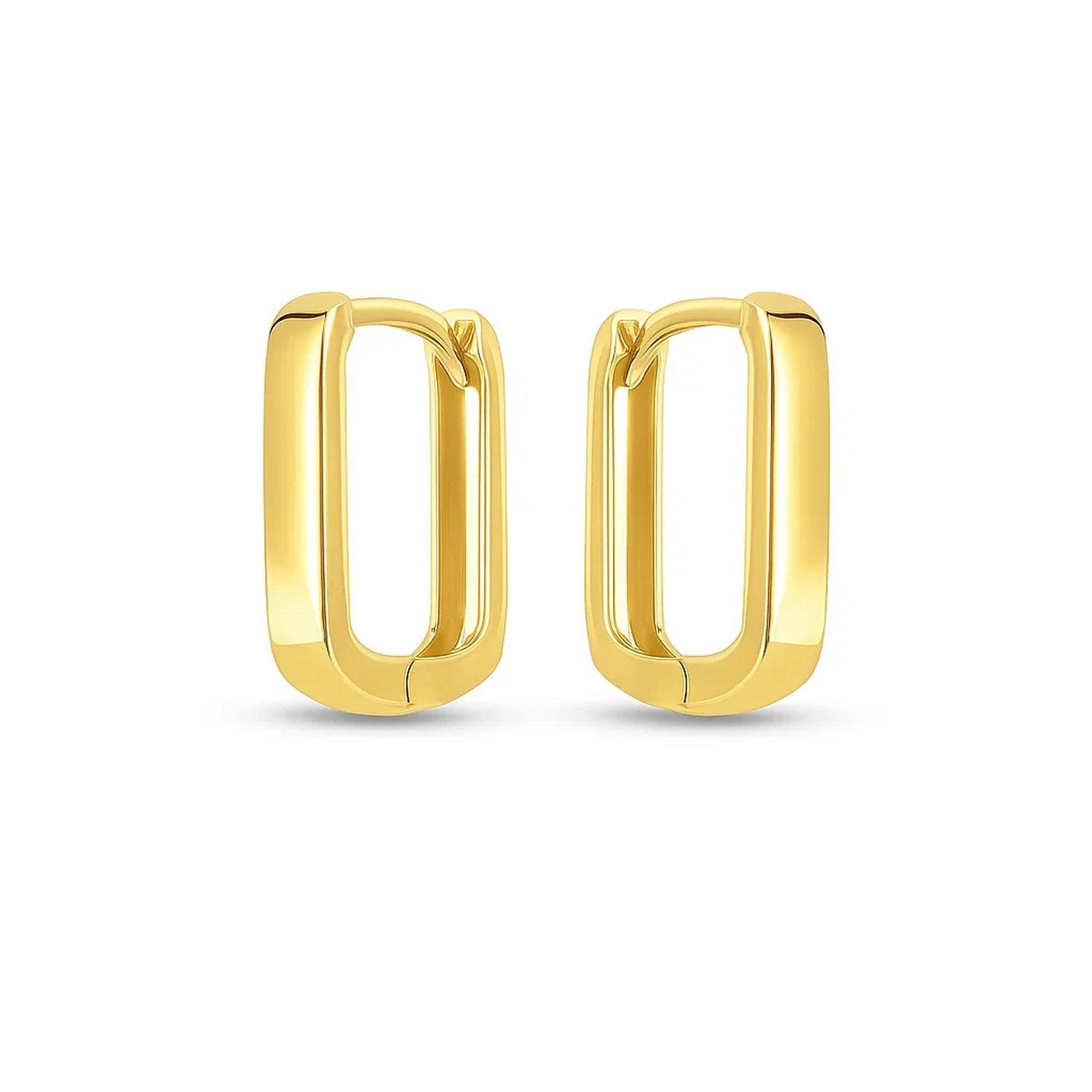 14k Yellow Gold Small Square Huggie Hoops