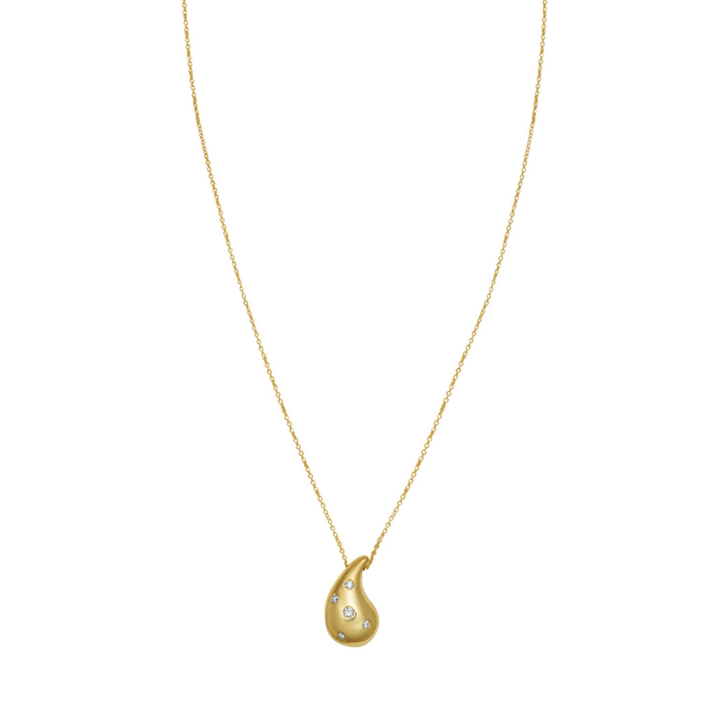 14K Yellow Gold Diamond Raindrop Necklace