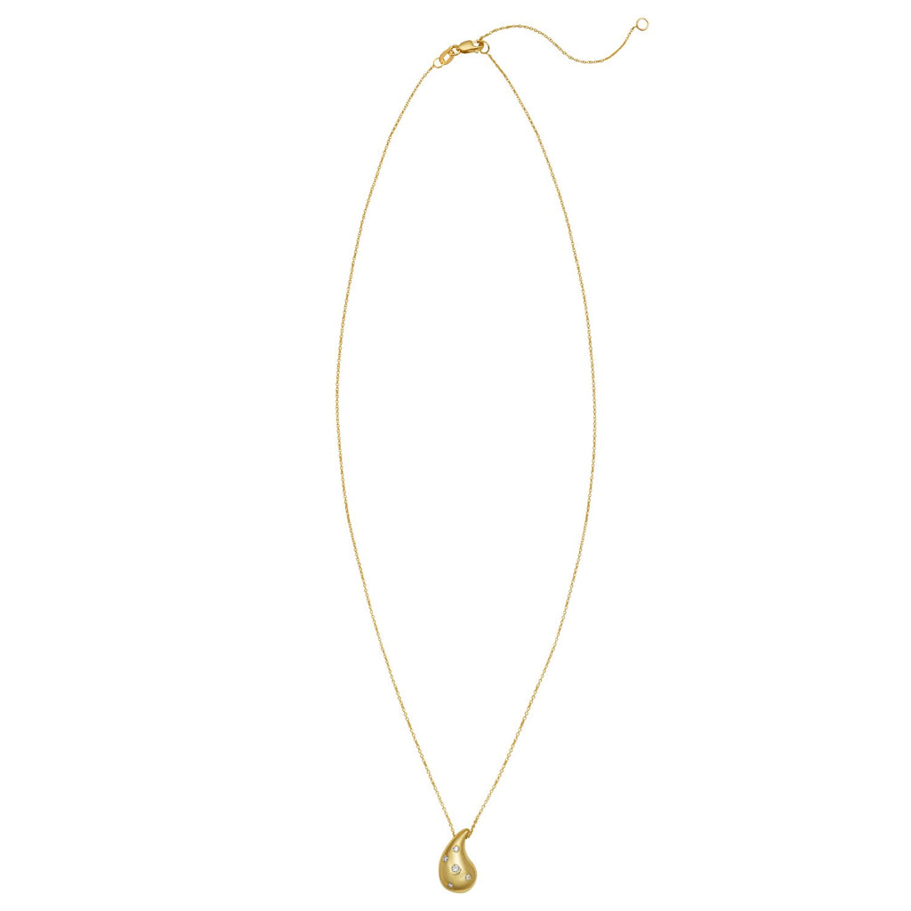 14K Yellow Gold Diamond Raindrop Necklace