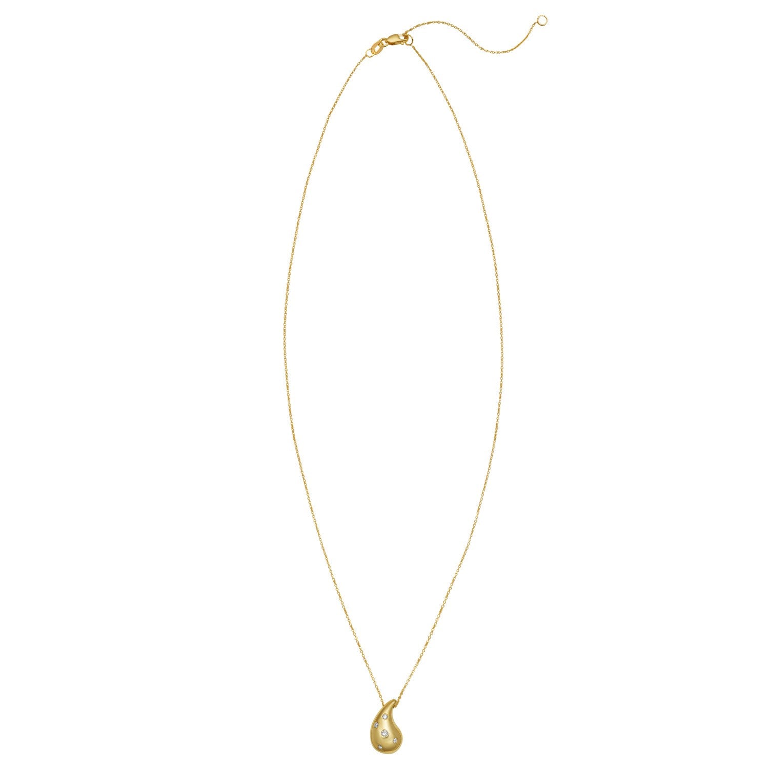 14K Yellow Gold Diamond Raindrop Necklace