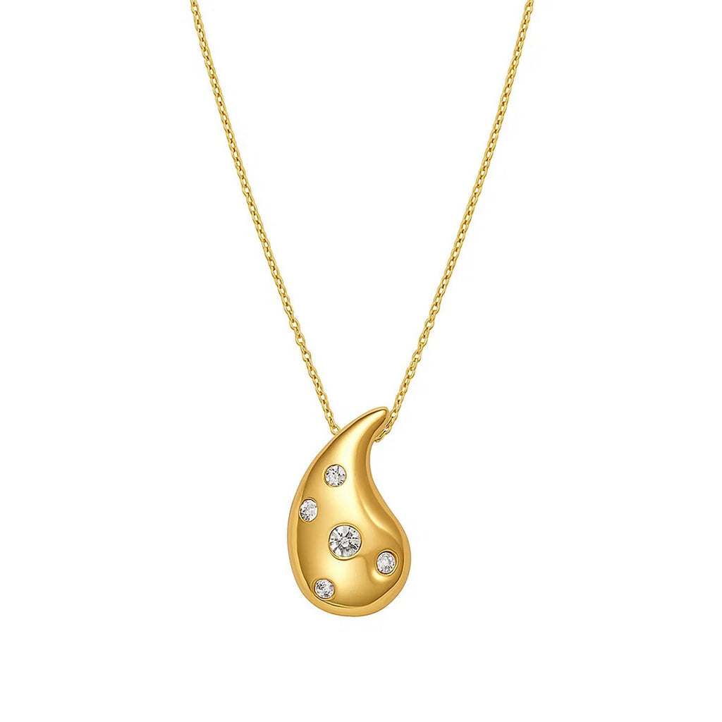 14K Yellow Gold Diamond Raindrop Necklace