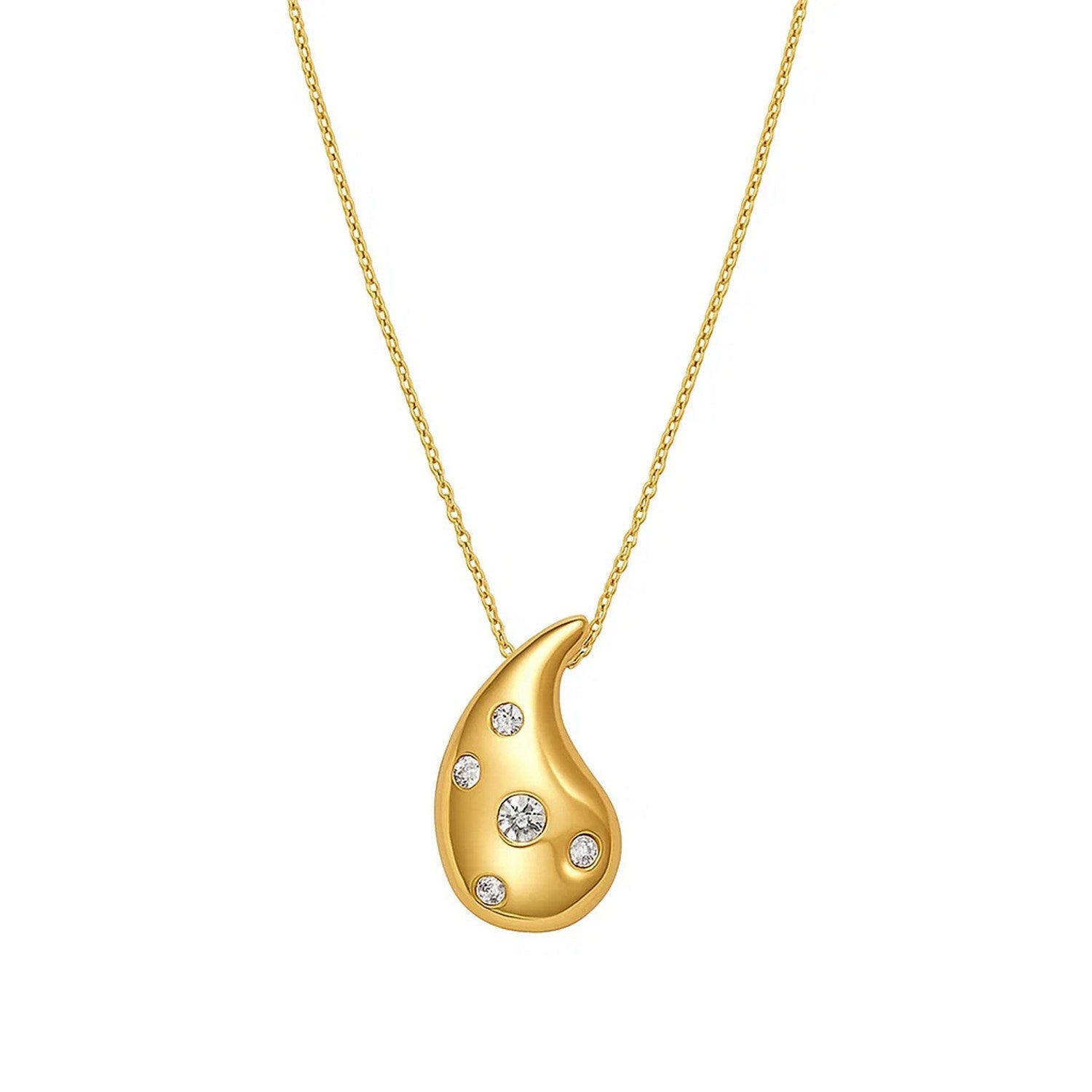 14K Yellow Gold Diamond Raindrop Necklace
