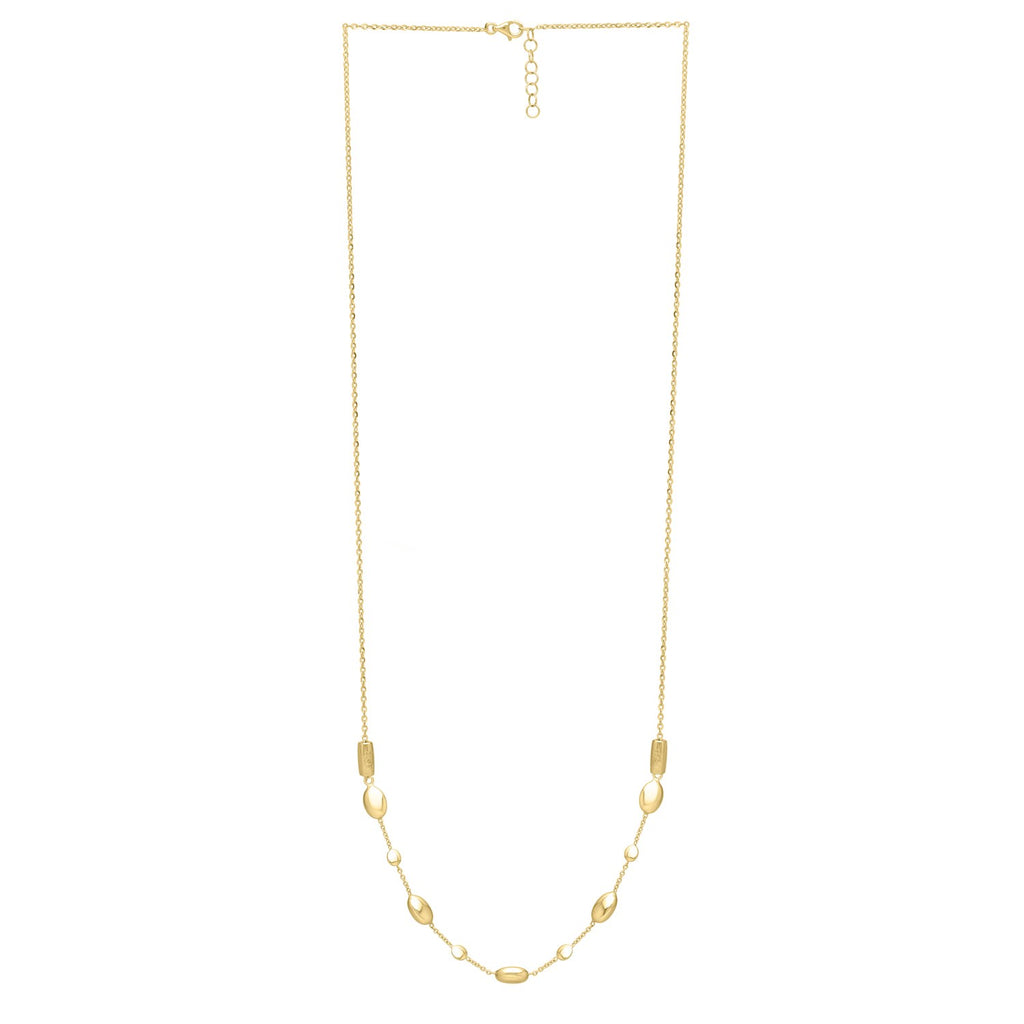 Adjustable Puff Pebble Necklace in 14K Yellow Gold