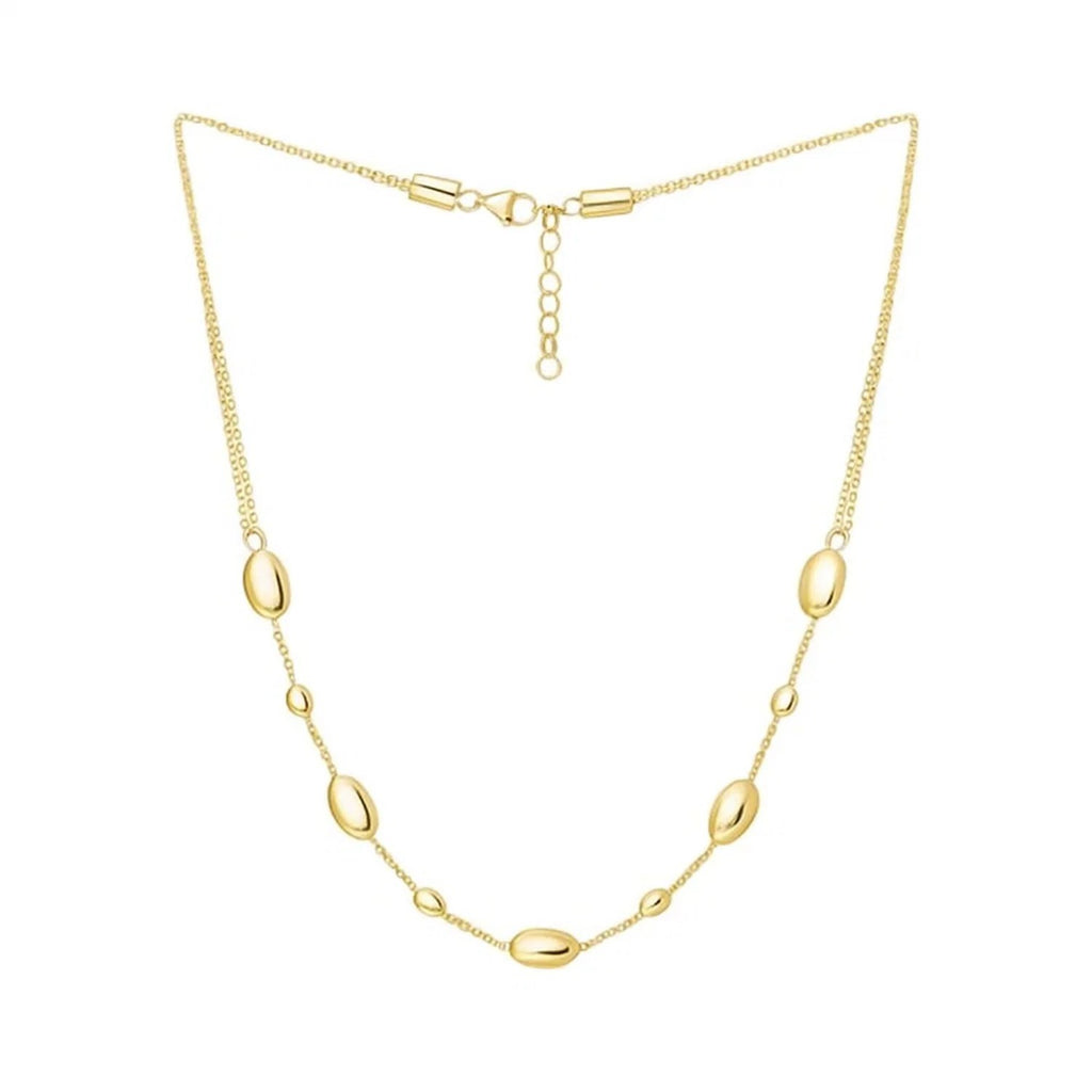 Adjustable Puff Pebble Necklace in 14K Yellow Gold