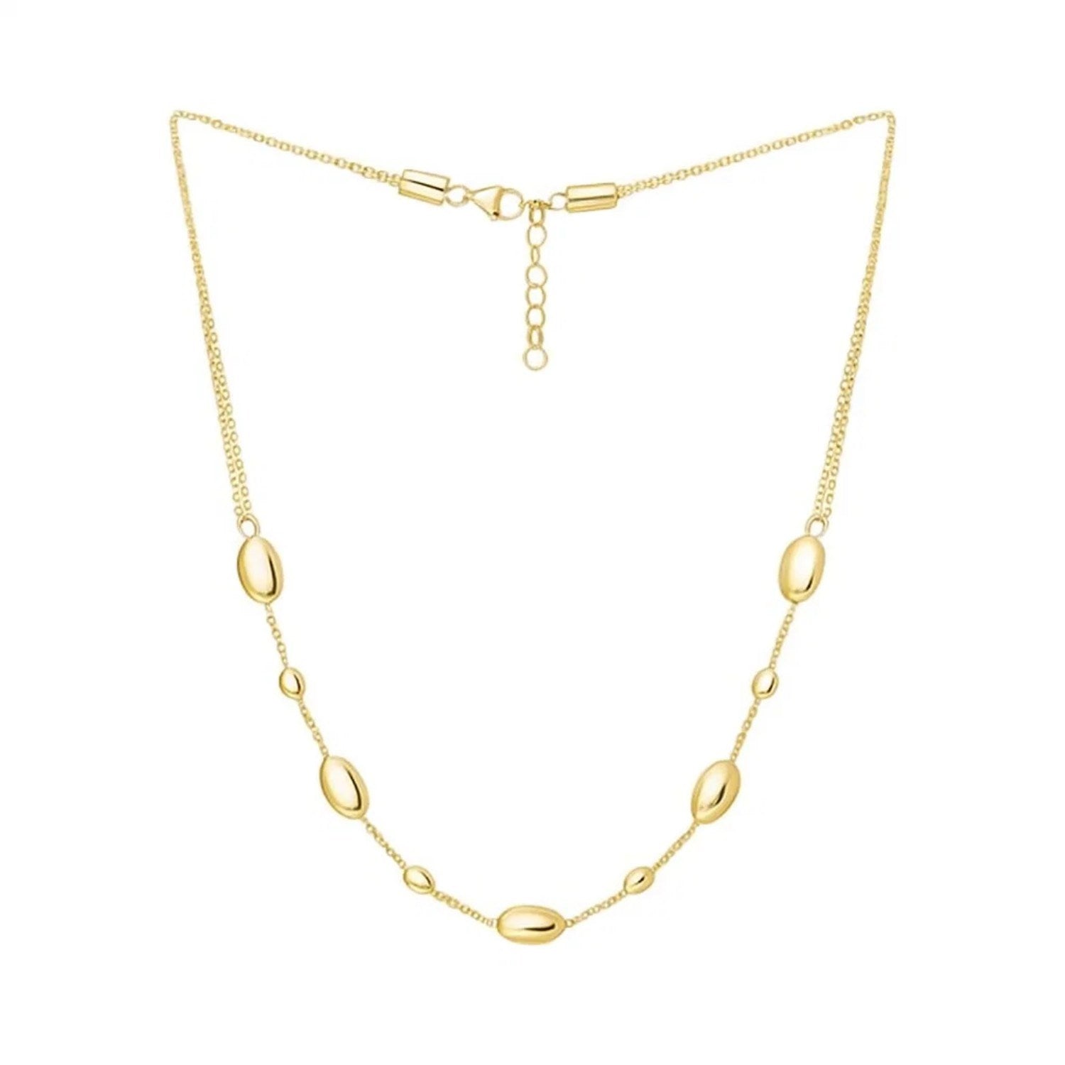Adjustable Puff Pebble Necklace in 14K Yellow Gold