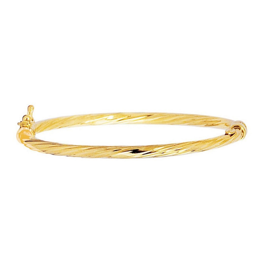 14k Yellow Gold Childrens Bangle with Spiral Motif Style (3.50 mm)