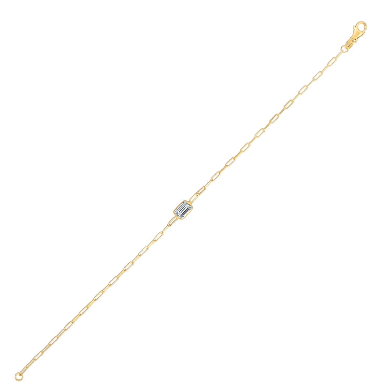 14K Yellow Gold White Topaz Paperclip Bracelet (1.50 mm)