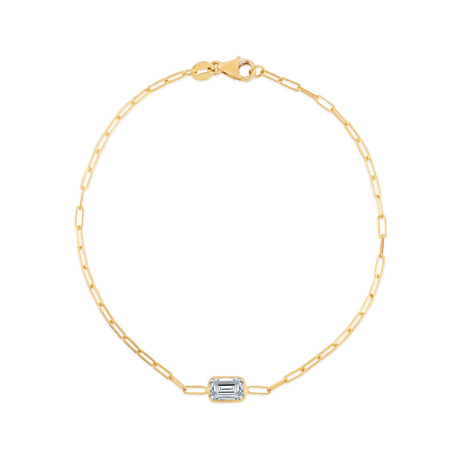 14K Yellow Gold White Topaz Paperclip Bracelet (1.50 mm)