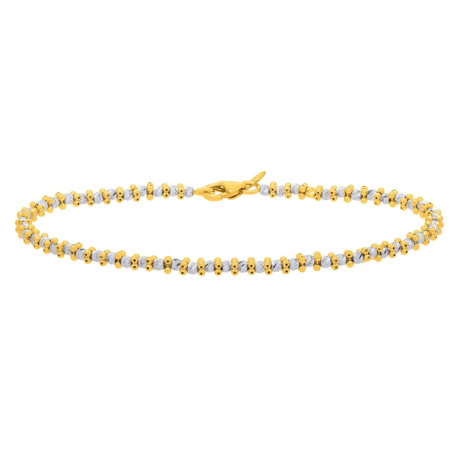 Two Tone Pallina Bead Bracelet in 14K Gold (2.60 mm)