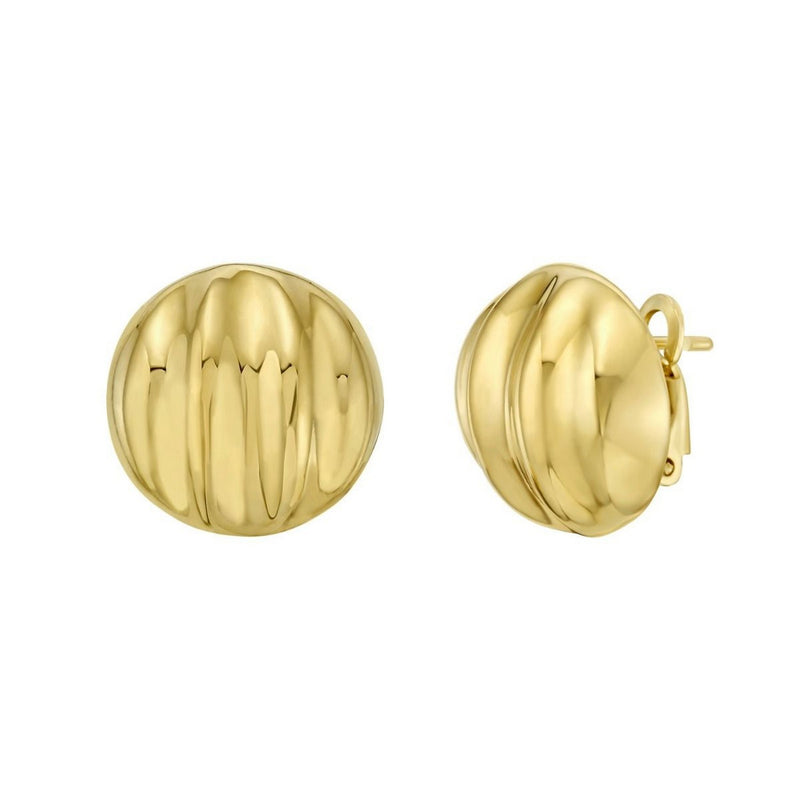 Sterling Silver Yellow Gold Plated Sculpted Domed Disc Stud Earrings