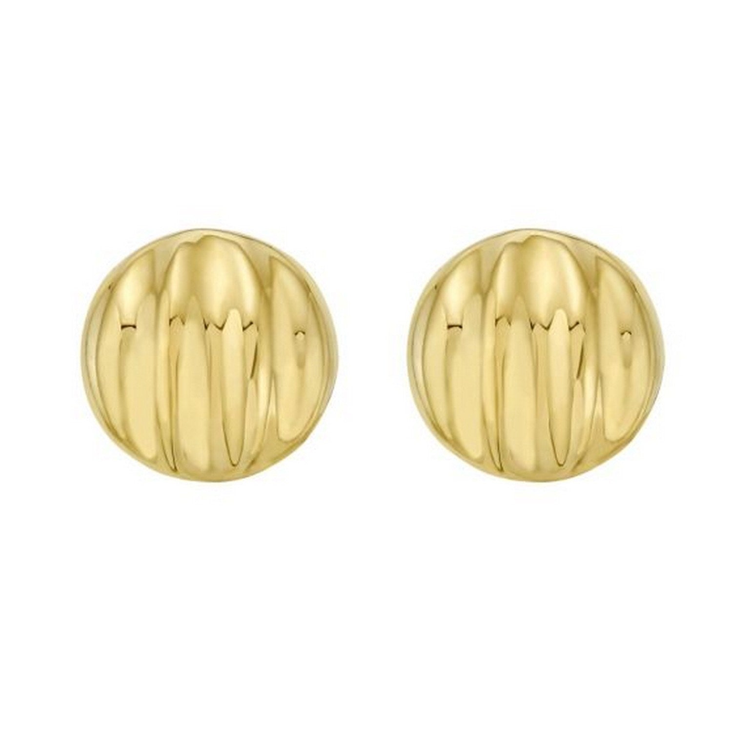 Sterling Silver Yellow Gold Plated Sculpted Domed Disc Stud Earrings