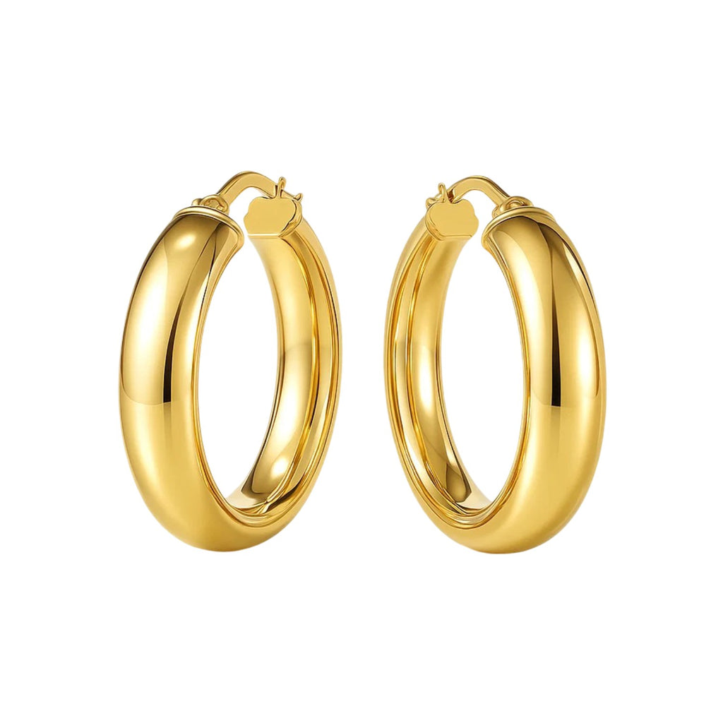 14k Yellow Gold Wedding Band Hoops (6x25mm)