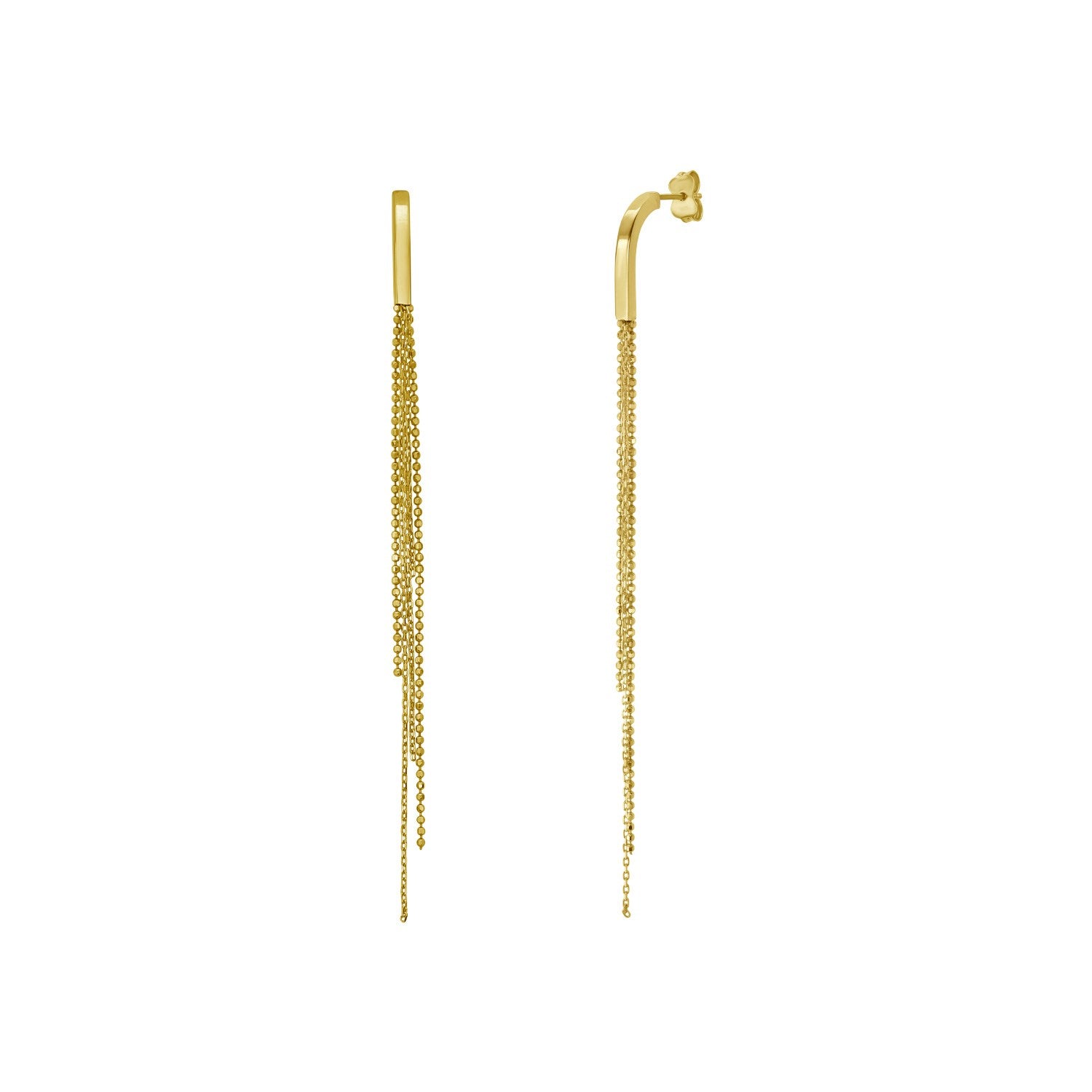 14K Yellow Gold Multi Chain Drop Earrings