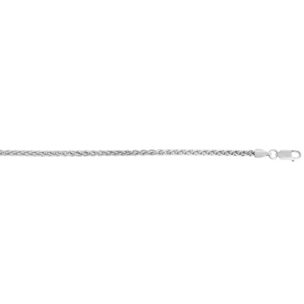 Sterling Silver Rhodium Plated Wheat Chain (2.60 mm)
