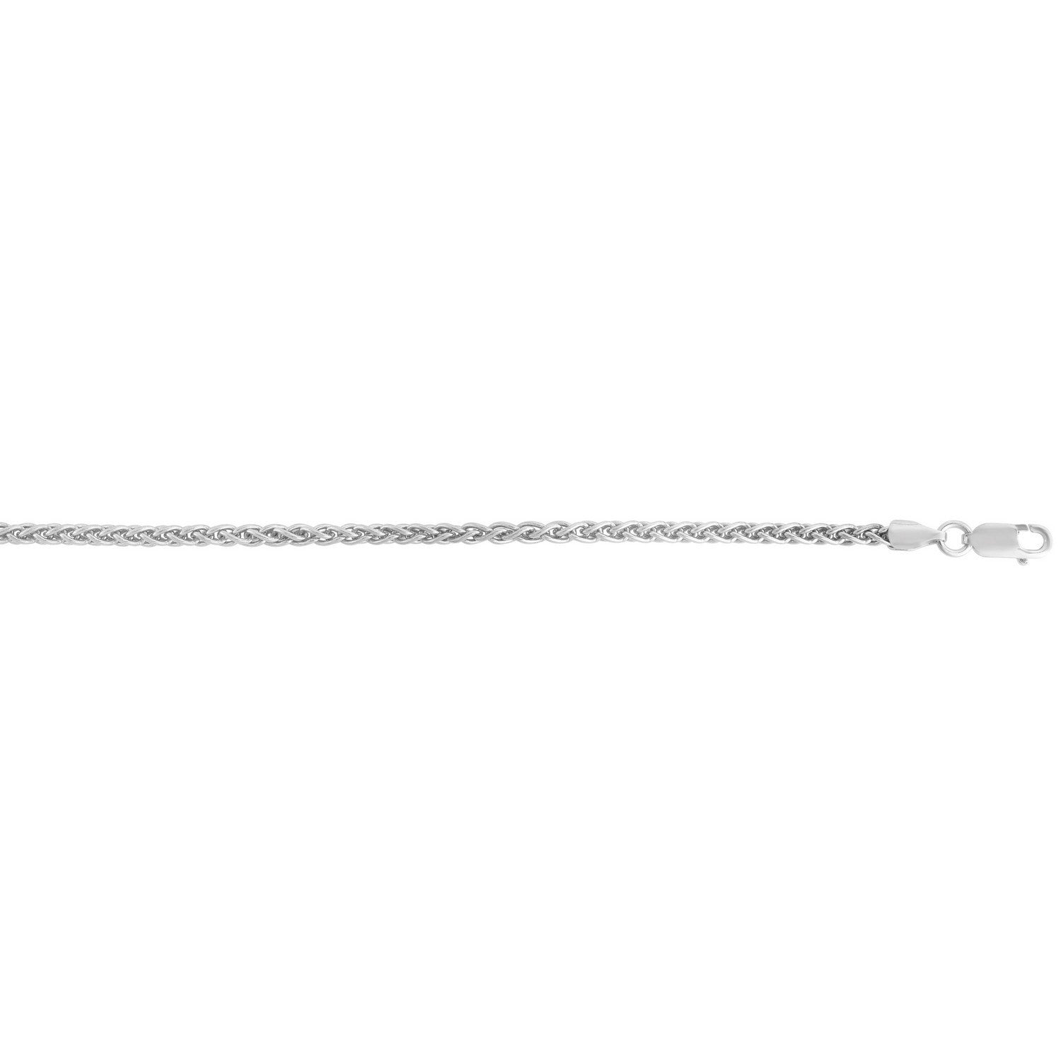 Sterling Silver Rhodium Plated Wheat Chain (2.60 mm)